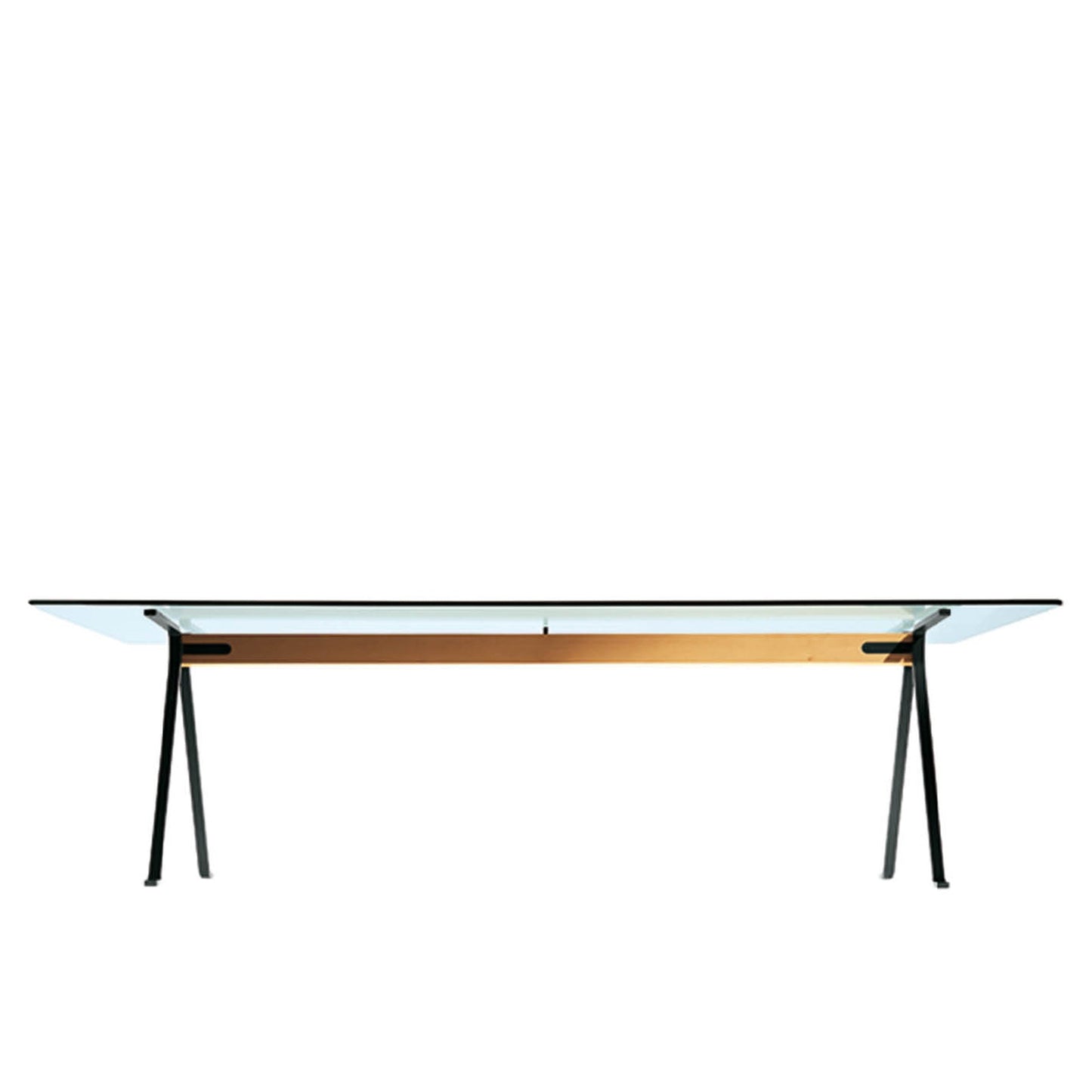 Frate Rectangular Dining Table – Tempered Glass and Steel – Architectural Piece