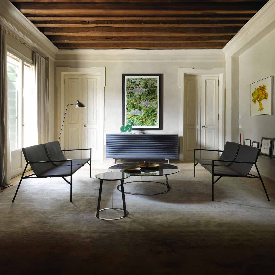 Luxury TOUT LE JOUR Leather Two-Seater Sofa Modern Italian Style for Villa