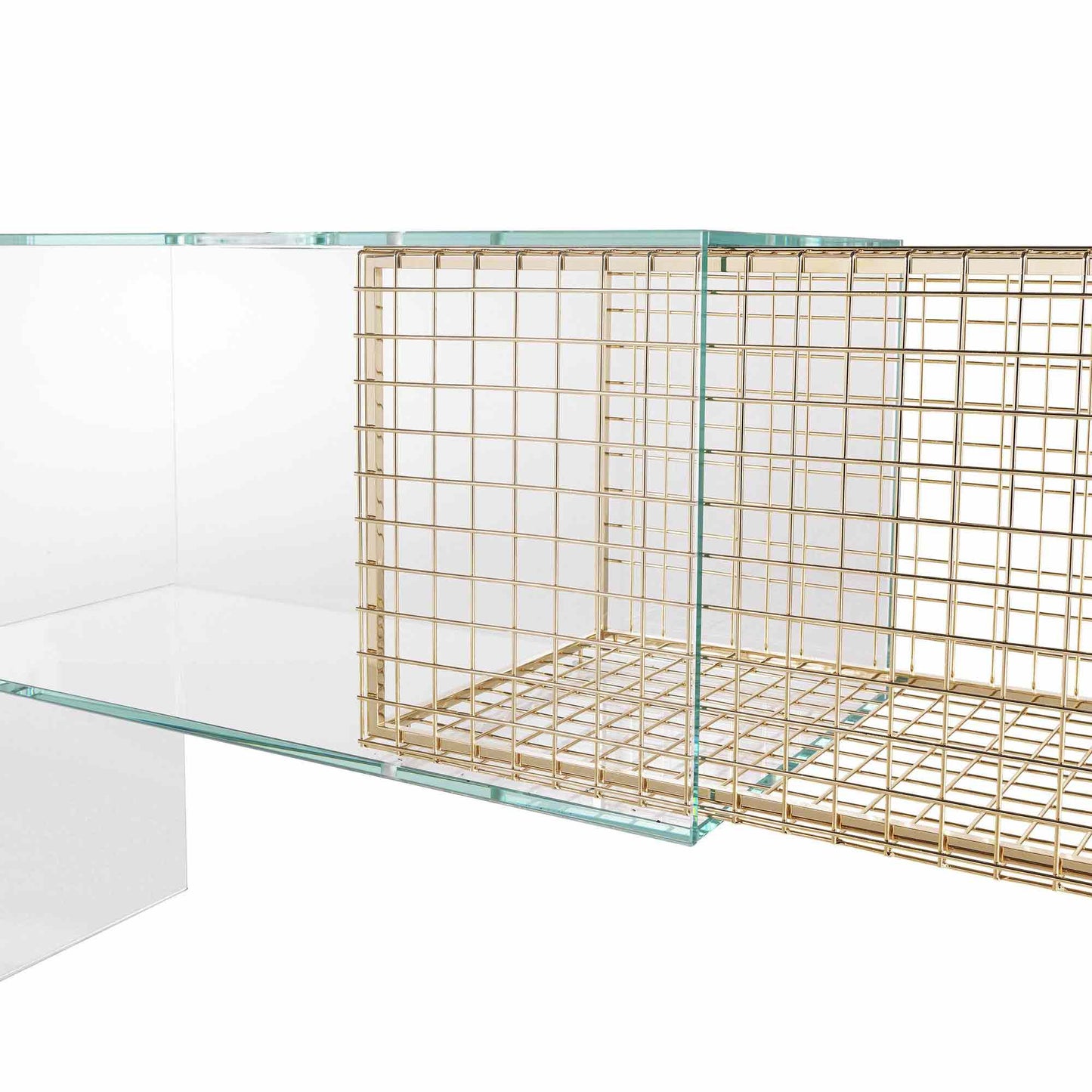 Debeam Console Table – Geometric Glass and Gold Metal by JCP Universe | U.DEB.521.AXX