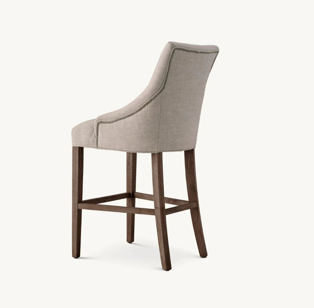 Martine Fabric Bar Stool – Contemporary Oak Statement Piece