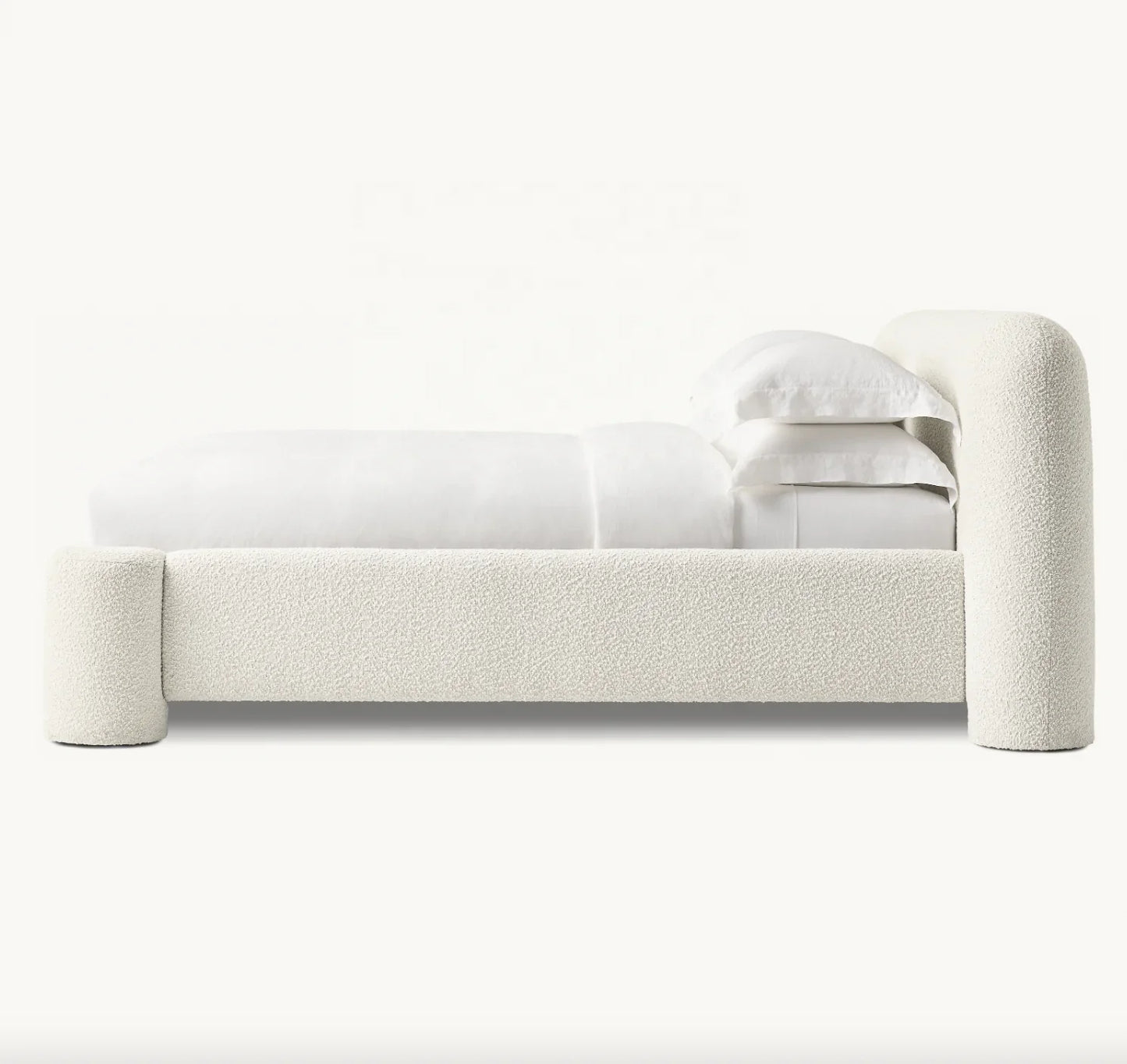 Contemporary Luxe Panel Bed – Textured Boucle Fabric Statement Piece | 1601083402882