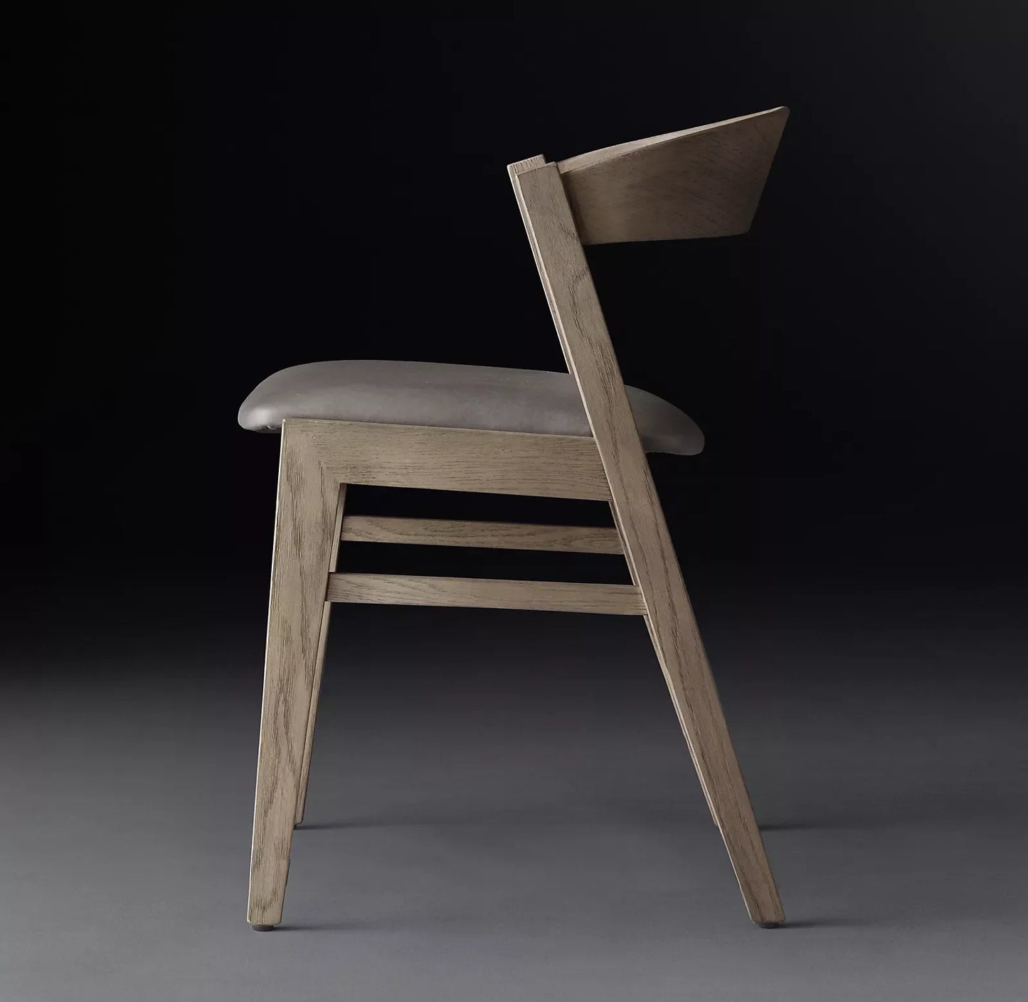 Anders Leather Side Chair – Mid-Century Oak Dining Seat