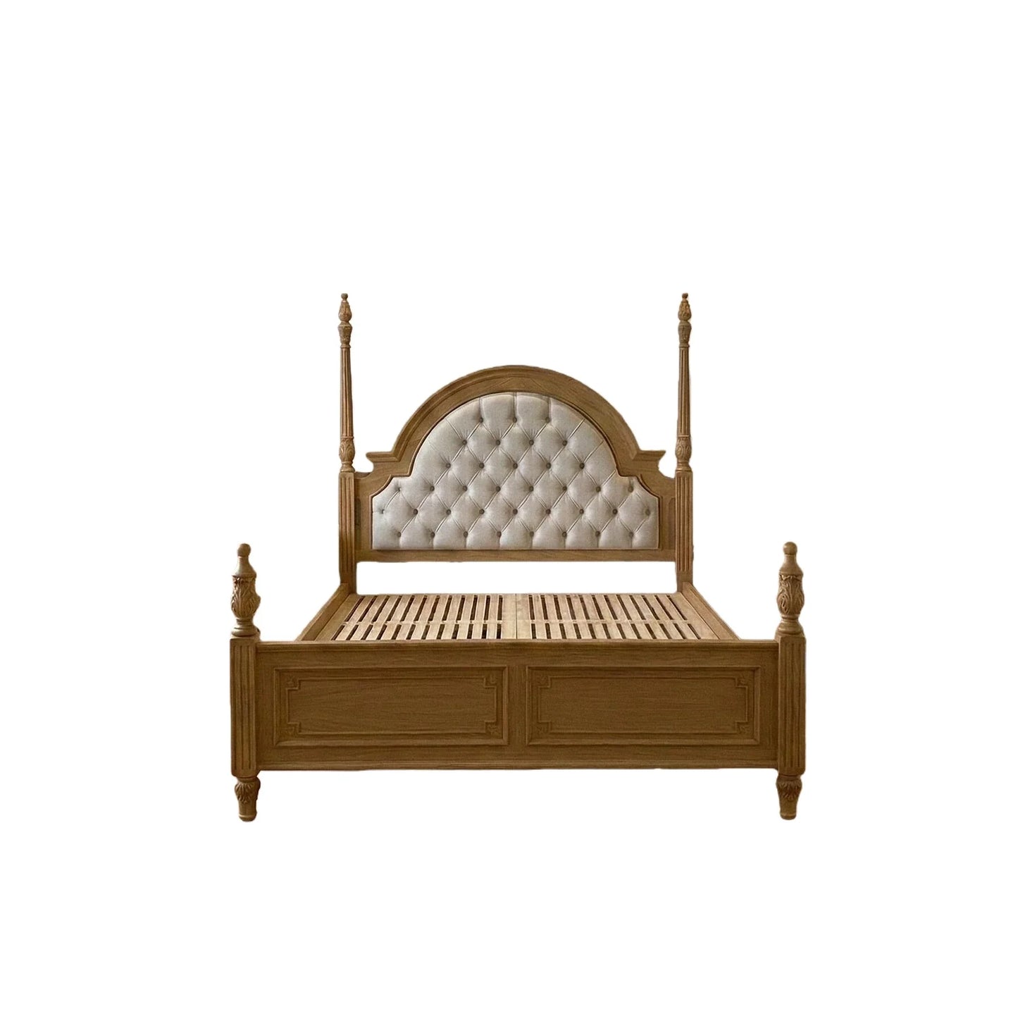 Four-Poster Bed – French Retro Solid Birch Antique Statement Piece | 26-26