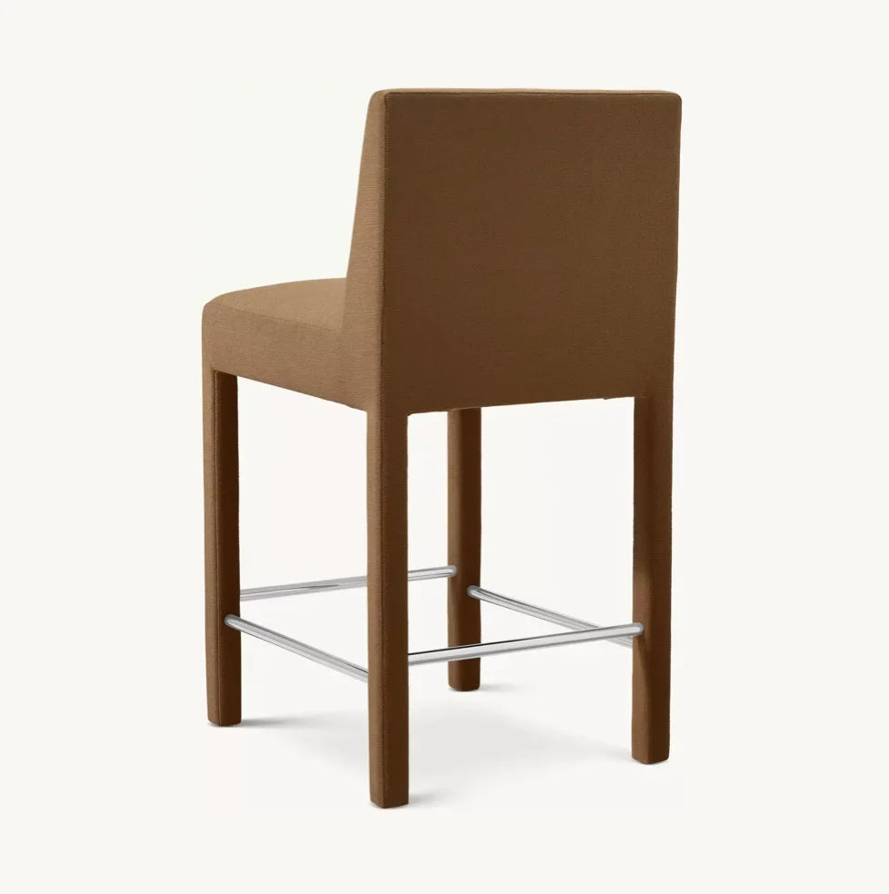 Sculptural Belgian Bar Stool – Mona Fabric Oak Statement Piece | 1601267443931