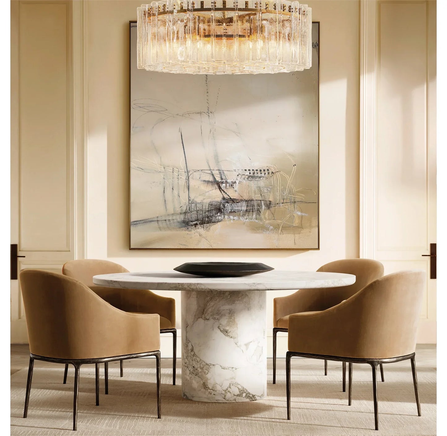 Round Dining Table – Italian Arabescato Marble Statement Piece | 1600725980024