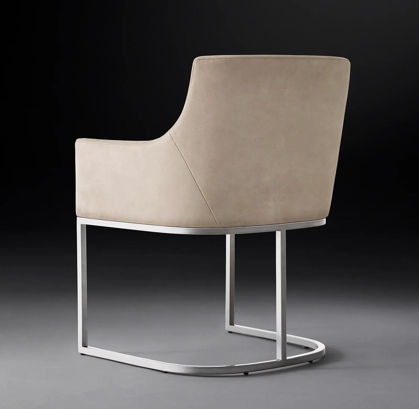Dining Armchair with Curved Back Track Arm – Smoke Leather Midcentury