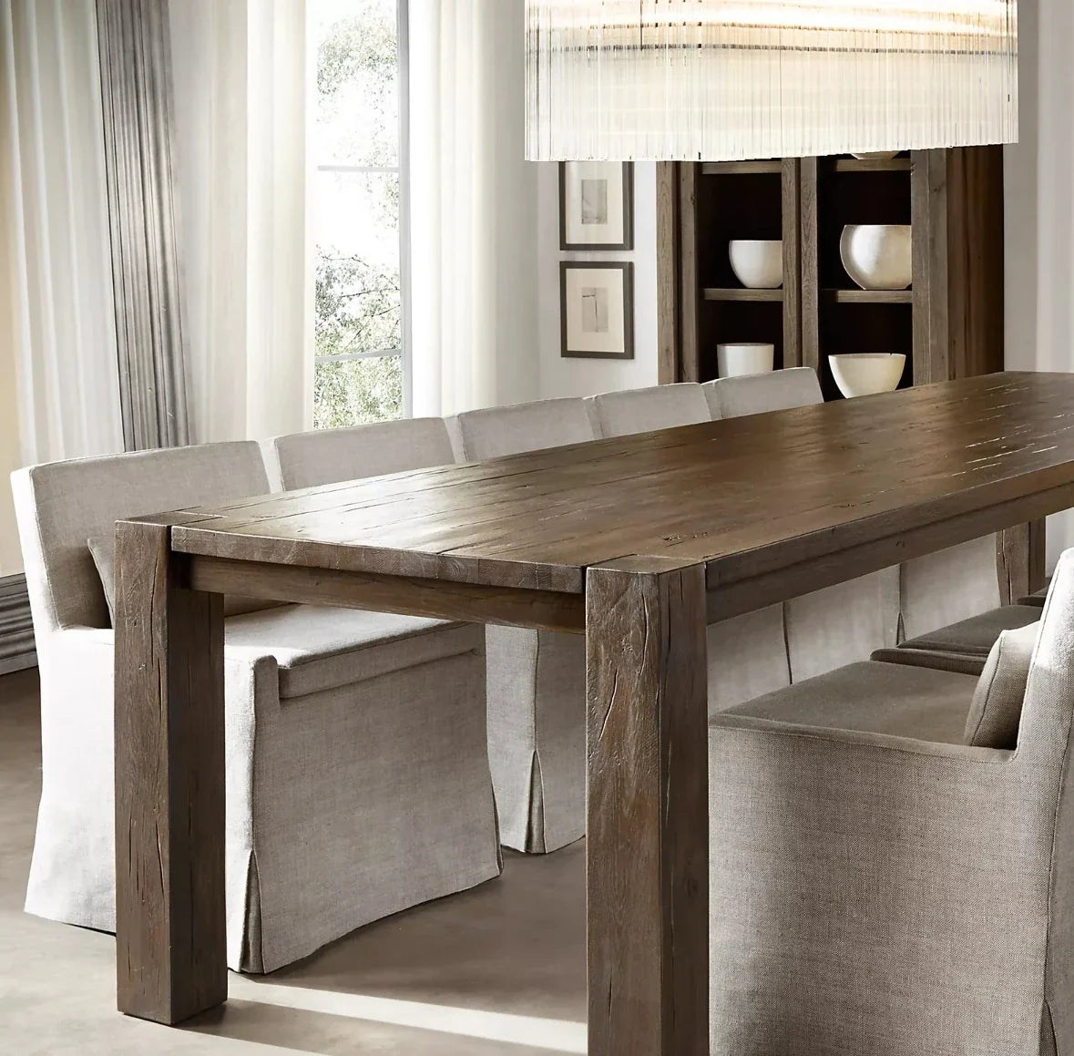 Reclaimed Oak Parsons Extension Dining Table – Handcrafted Wood | 1601041340807