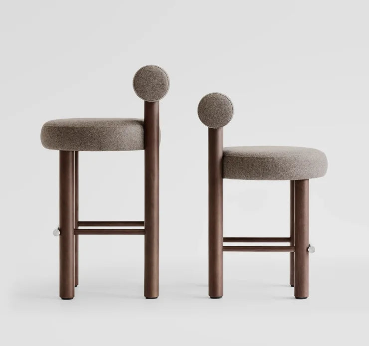 Bauhaus Bar Stool – Oak and Performance Fabric Modern Design Piece