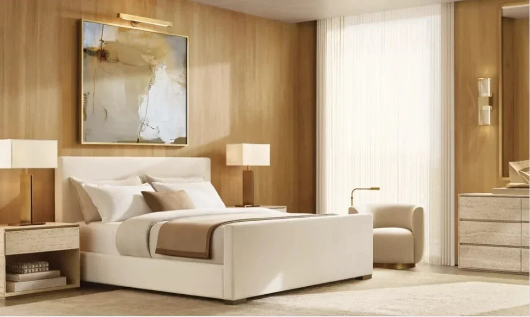 Paris Upholstered Bed – Tufted Slipcovered Headboard, Modena Fabric Modern