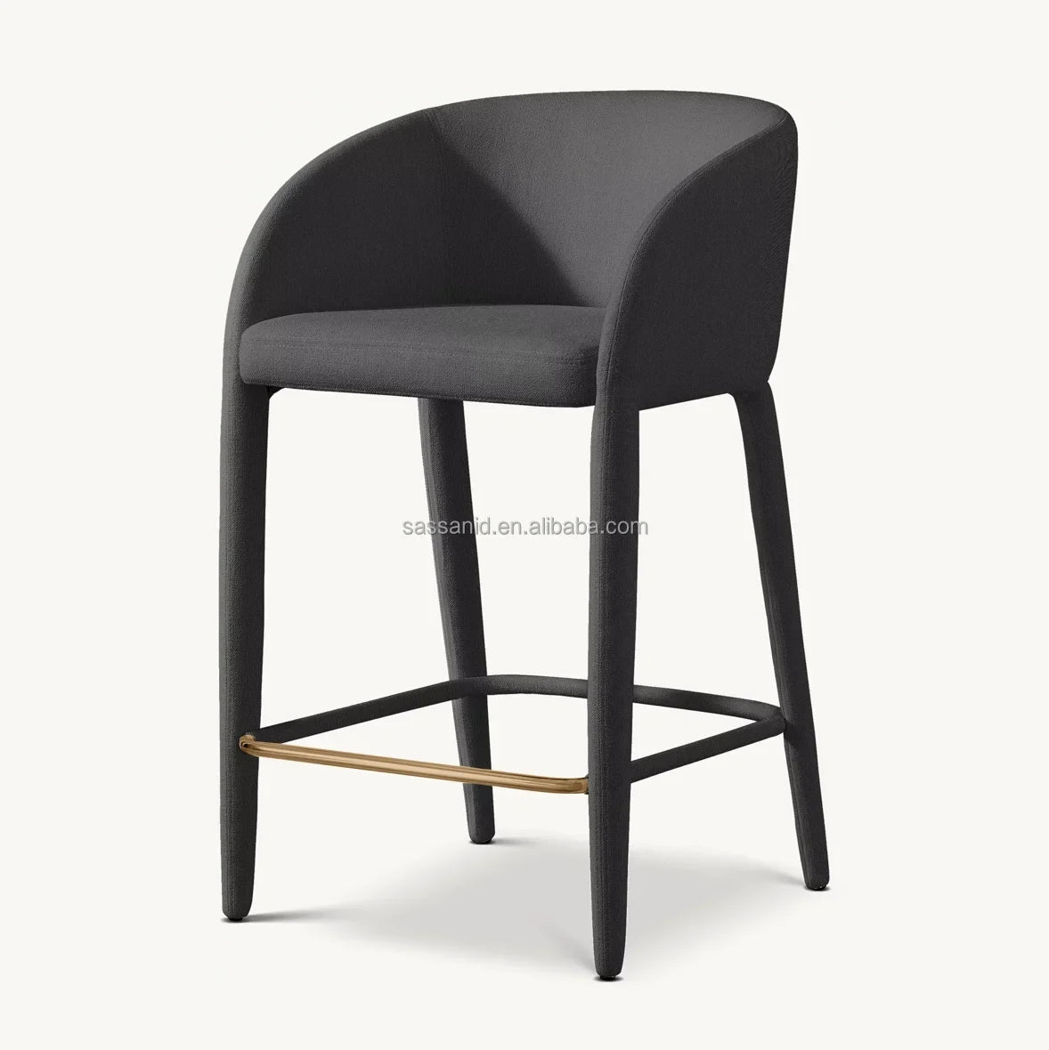 Barrelback Stool – Midcentury Silhouette, Vegan Leather & Metal | 1601579475092
