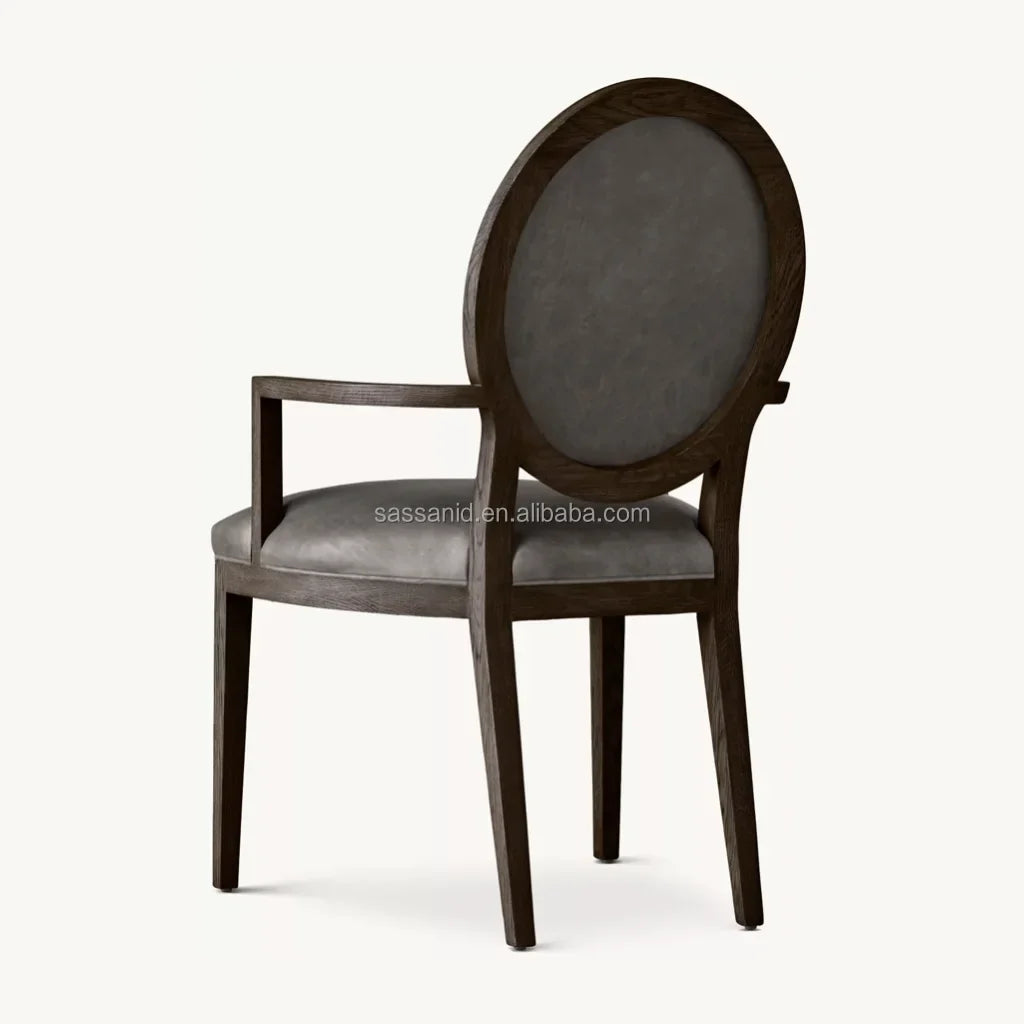 Dining Chair Midcentury Geometric Form – Solid Oak & Leather | 1600417100212