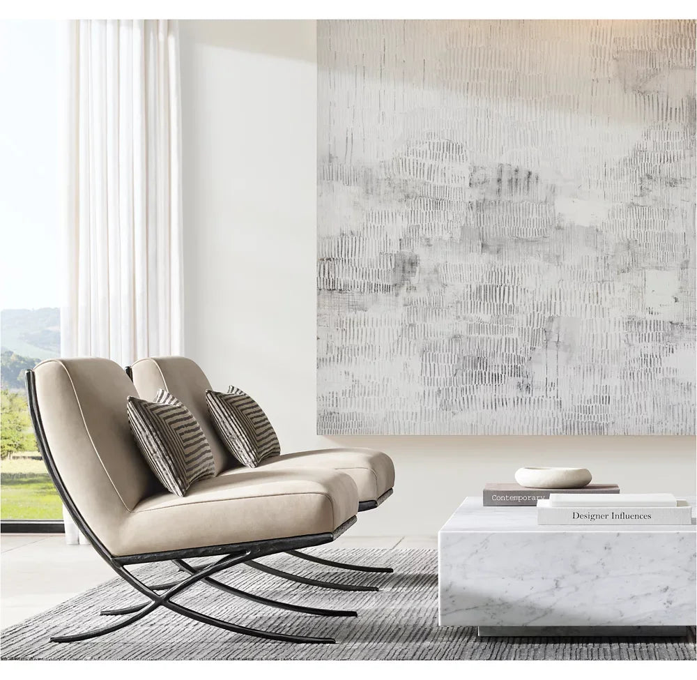 Slipper Chair – Geometric X-Base – Solid Oak and Steel – Artisan Midcentury Modern