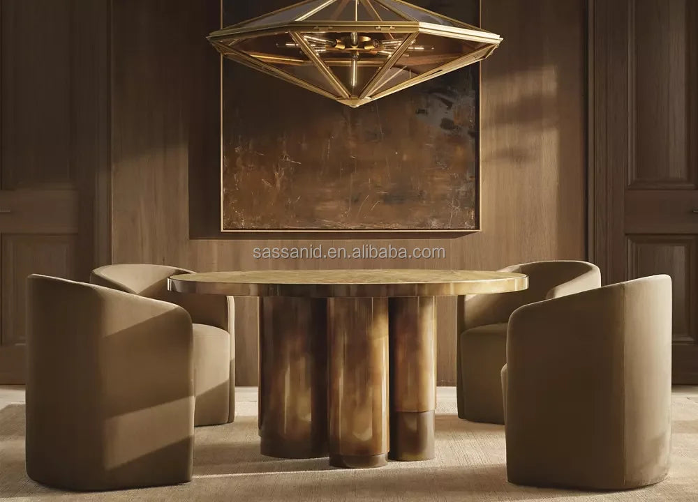 Round Onyx Dining Table – Vintage Patterned Statement Piece