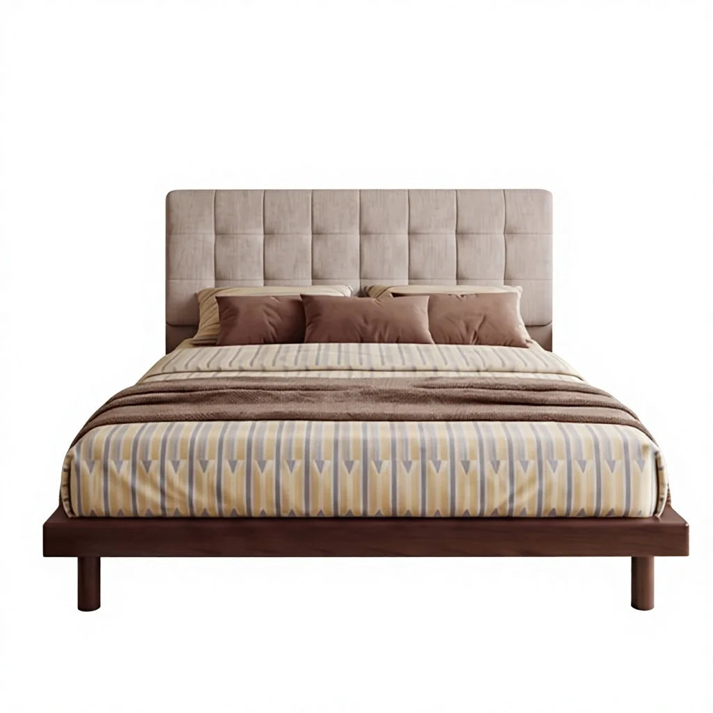 Luxury YZ-G435# Solid Walnut Wood Bed Frame Modern Italian Style for Villa