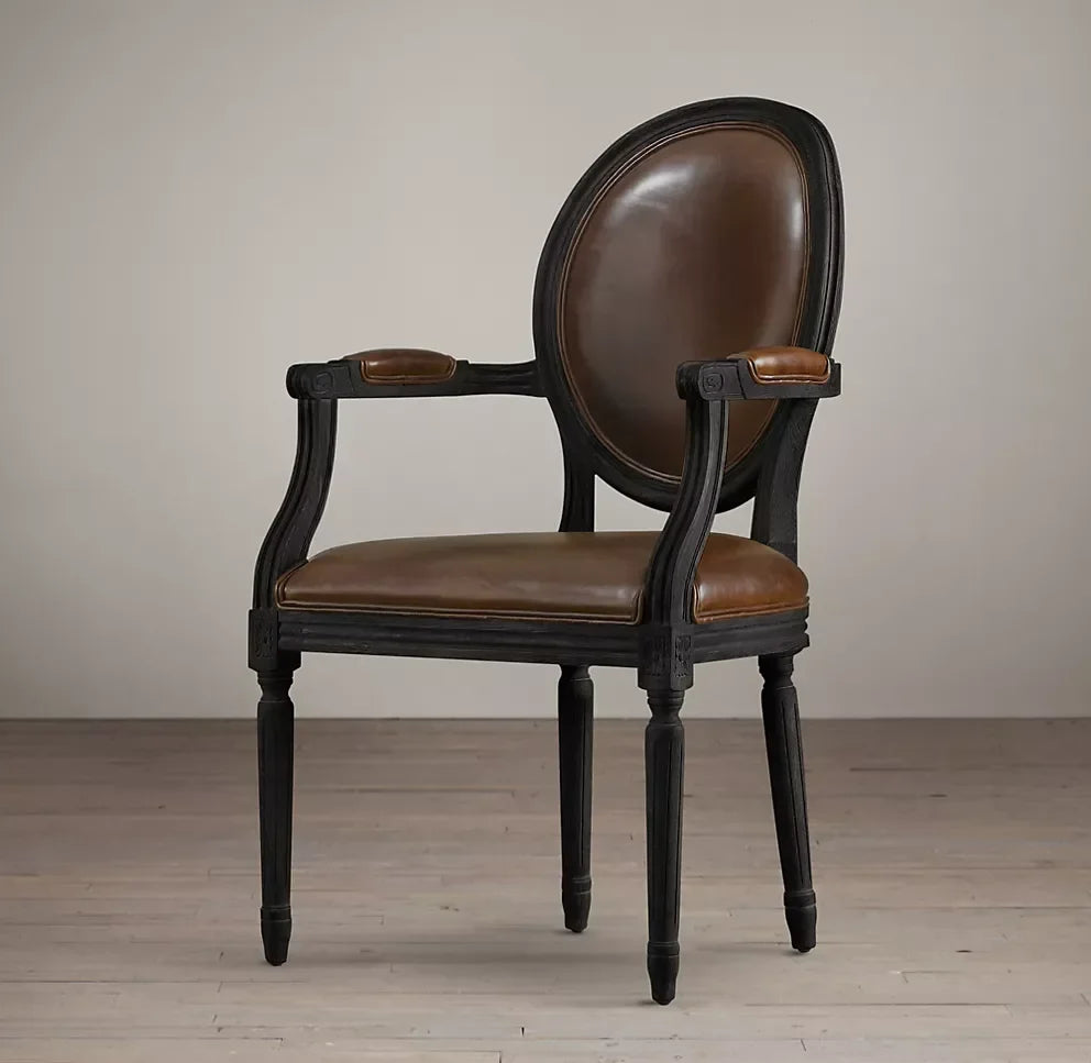 Midcentury Minimalist Dining Chair – Solid Oak & Leather French Vintage