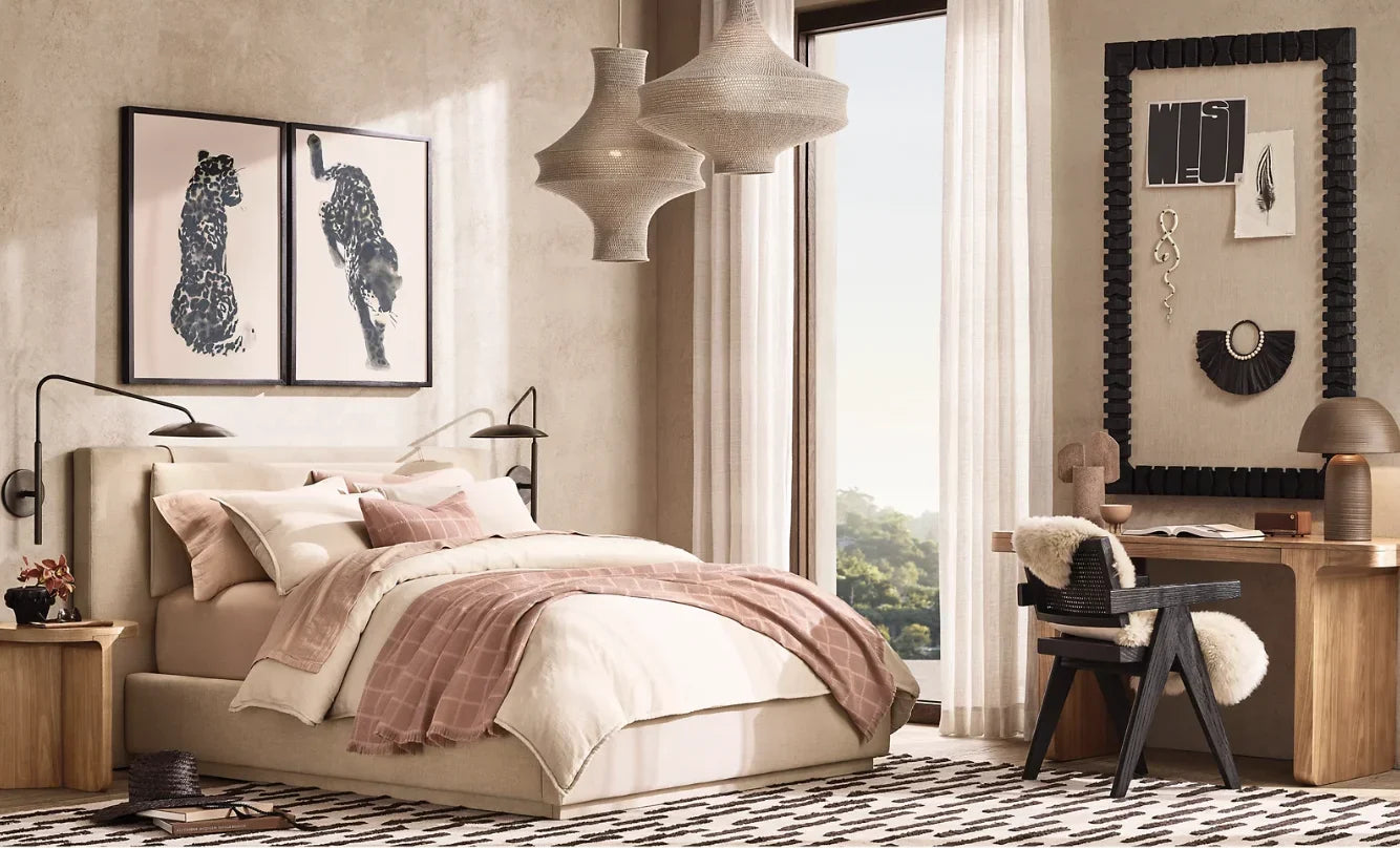 Dempsey Upholstered Panel Bed – Minimalist Tufted Leather Bed Frame