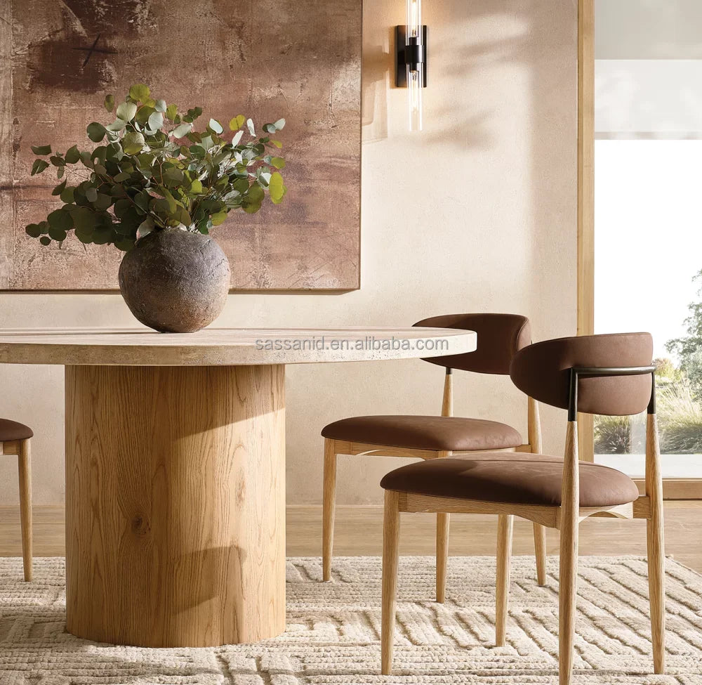 Mizu Round Dining Table – Minimalist Travertine Statement Piece | 1601596880015