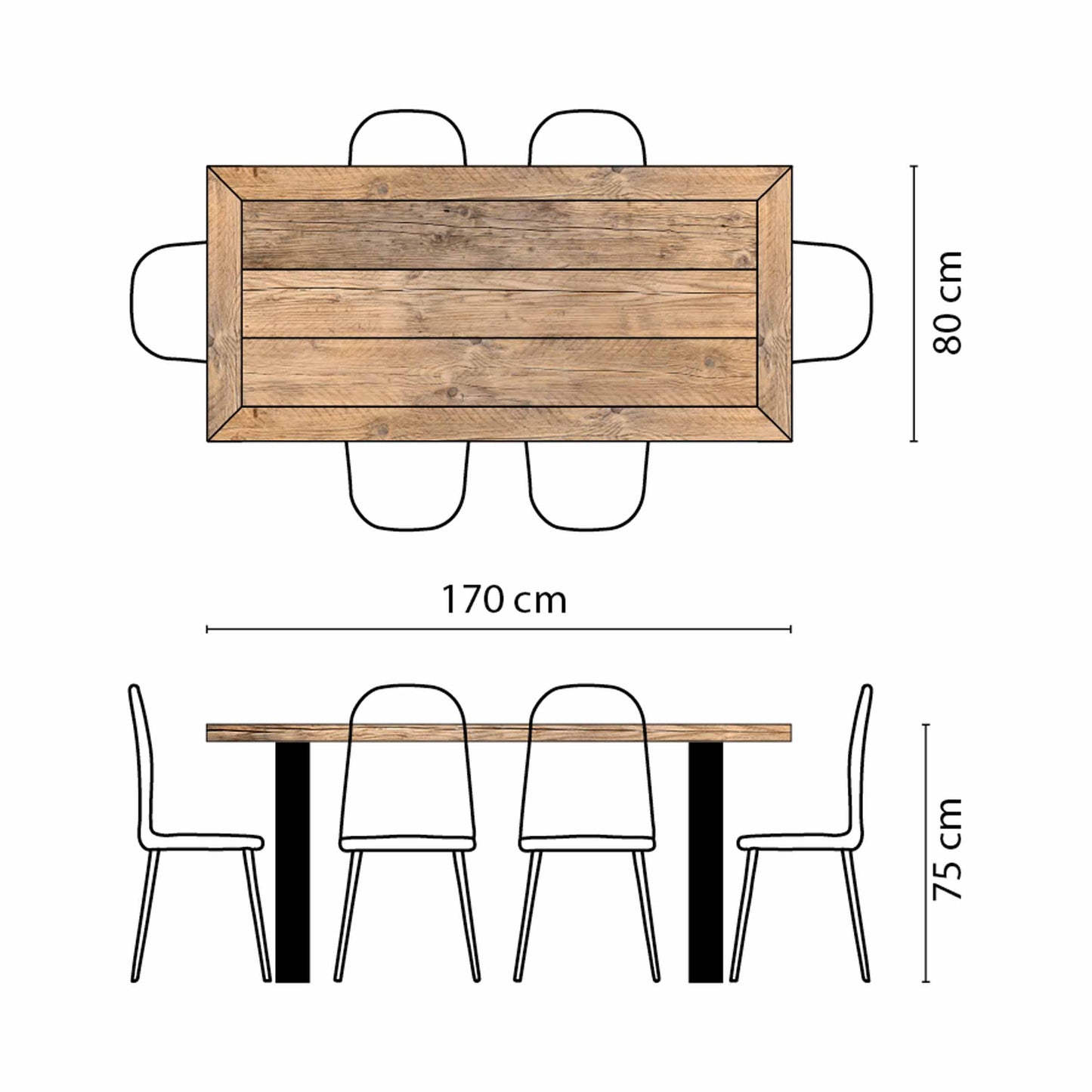 Reclaimed Wood Dining Table Six Seater – Contemporary Steel Statement Piece