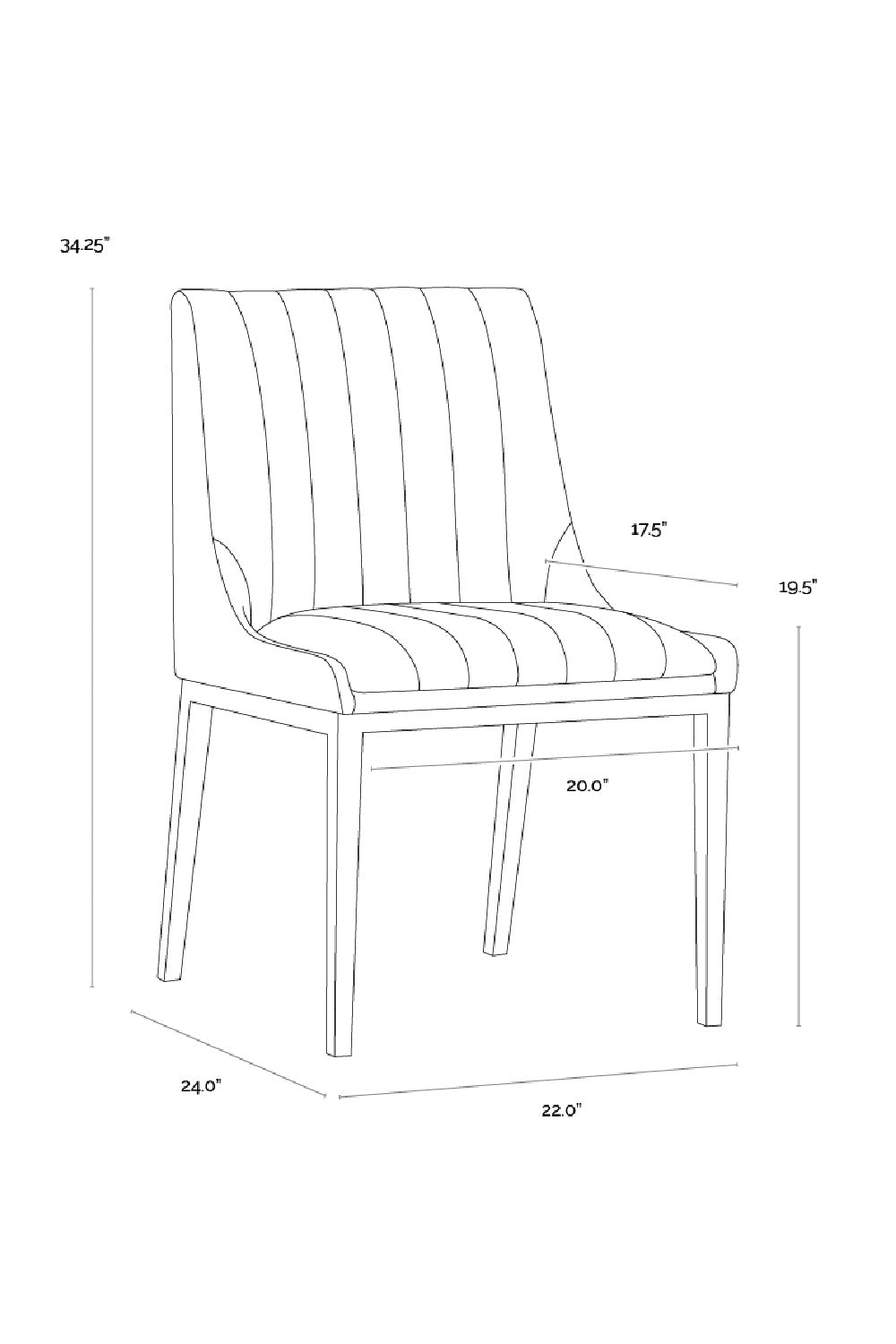 Luxury Vertical Stitched Dining Chair European Style for Villa