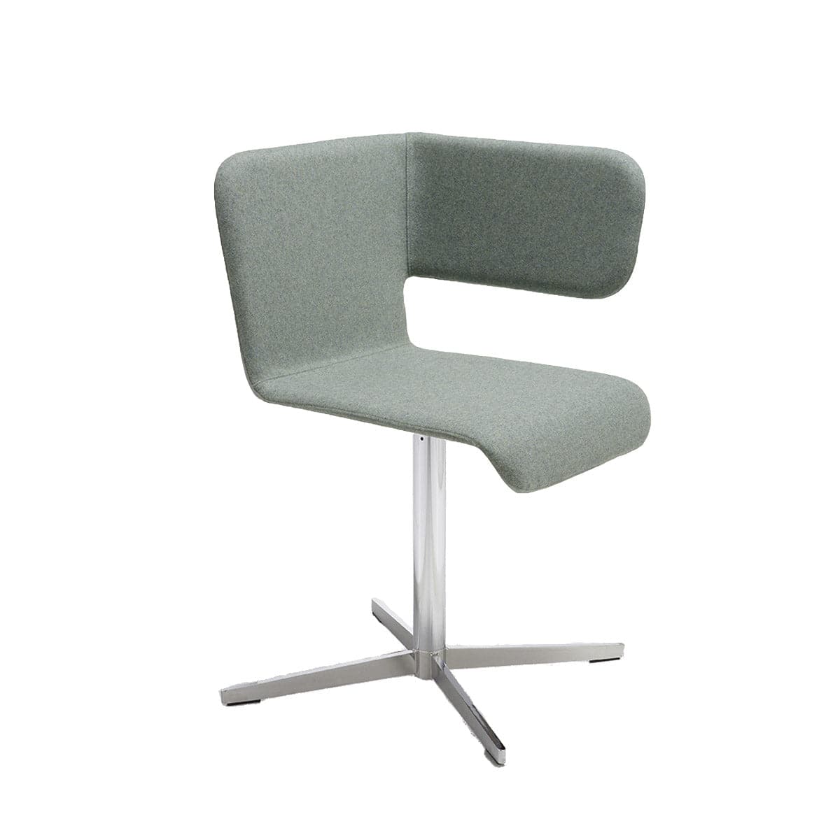 Twiss Dining Chair – Sinuous Chrome Column Upholstered Fabric by Carlo Manara