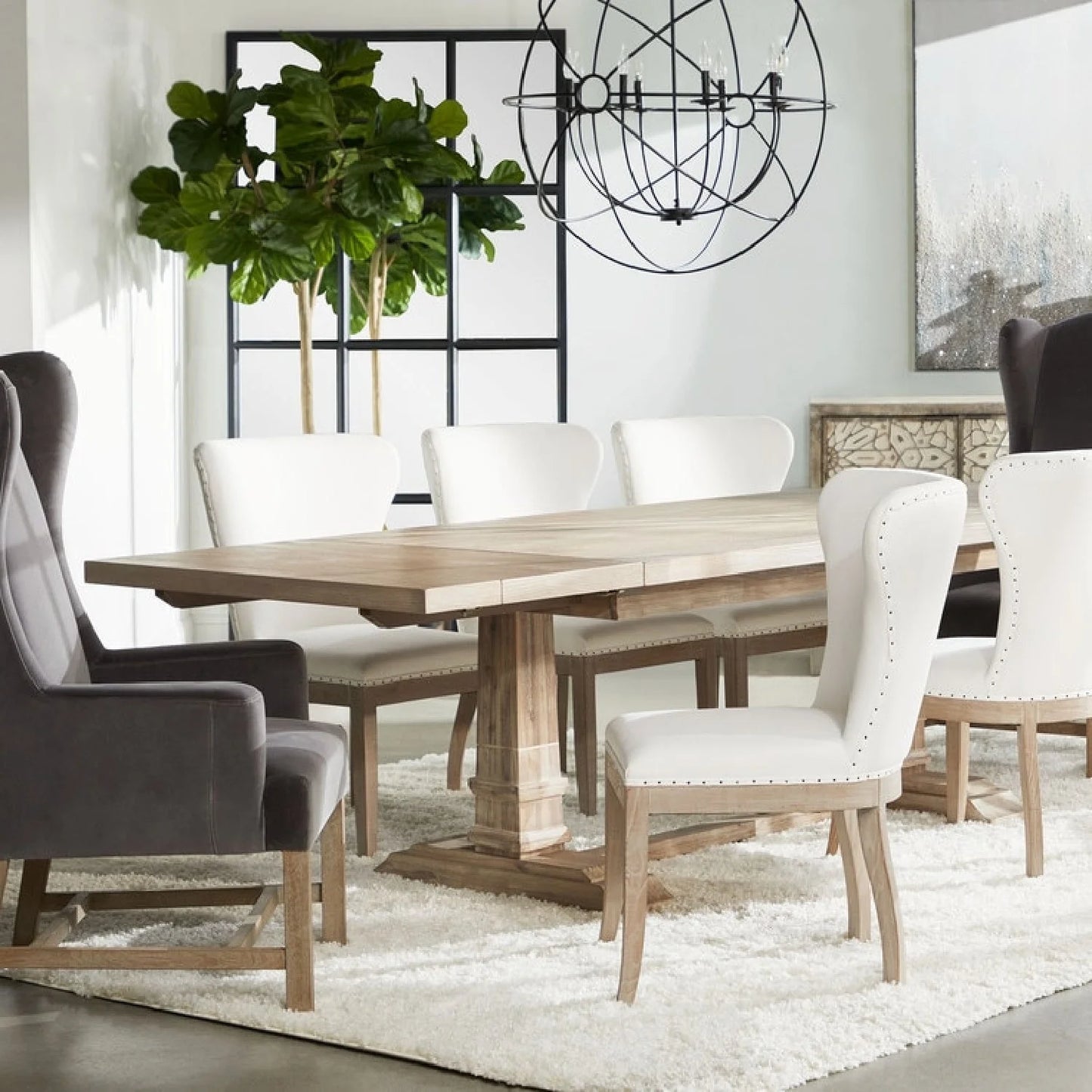 Luxury Acacia Extendable Dining Table Modern Italian Style for Villa