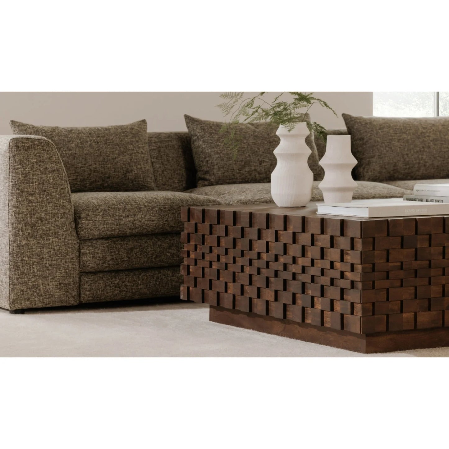 Luxury Acacia Wood Storage Coffee Table Modern Italian Style for Villa