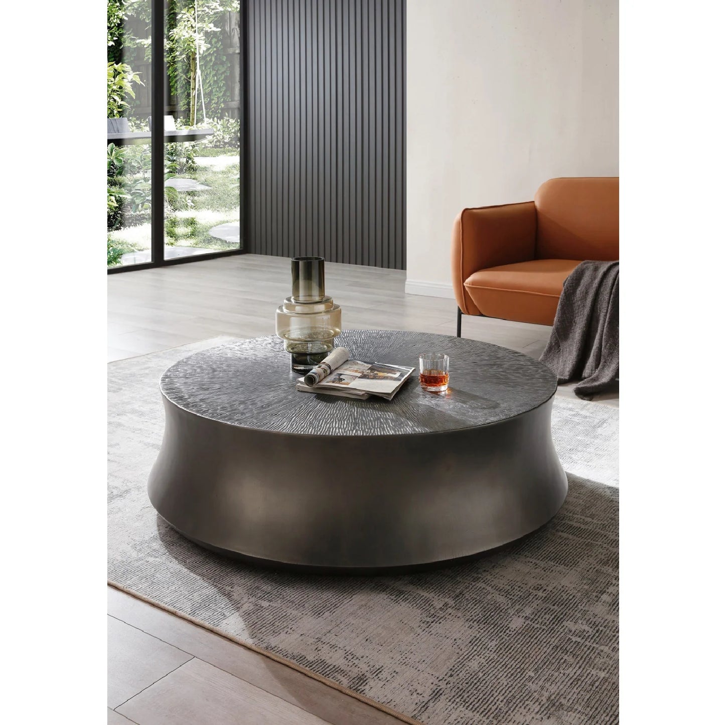 Luxury Antique Gray Round Coffee Table Modern Italian Style for Villa