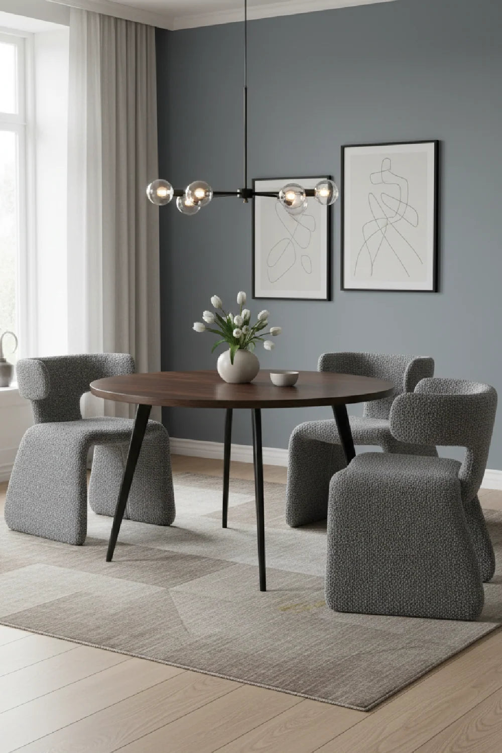 Luxury Asymmetrical Fabric Dining Chair European Style for Villa