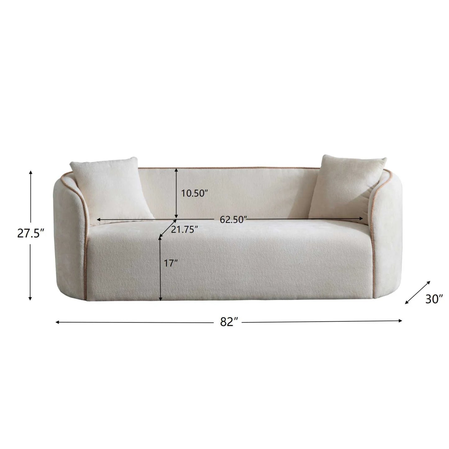 Luxury Beige Boucle Curved Sofa Modern Italian Style for Villa