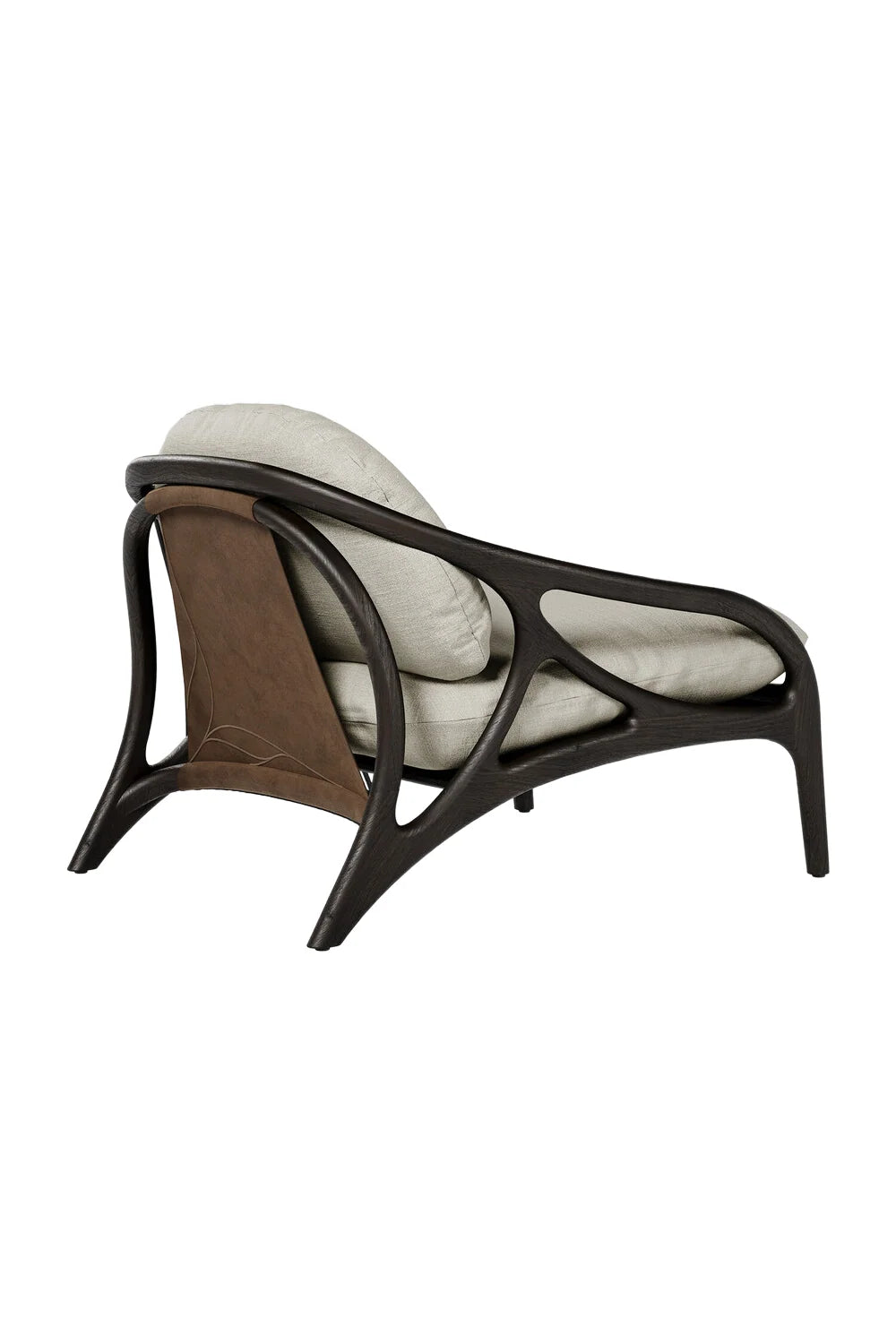 Luxury Beige Chenille Lounge Chair Modern Italian Style for Villa
