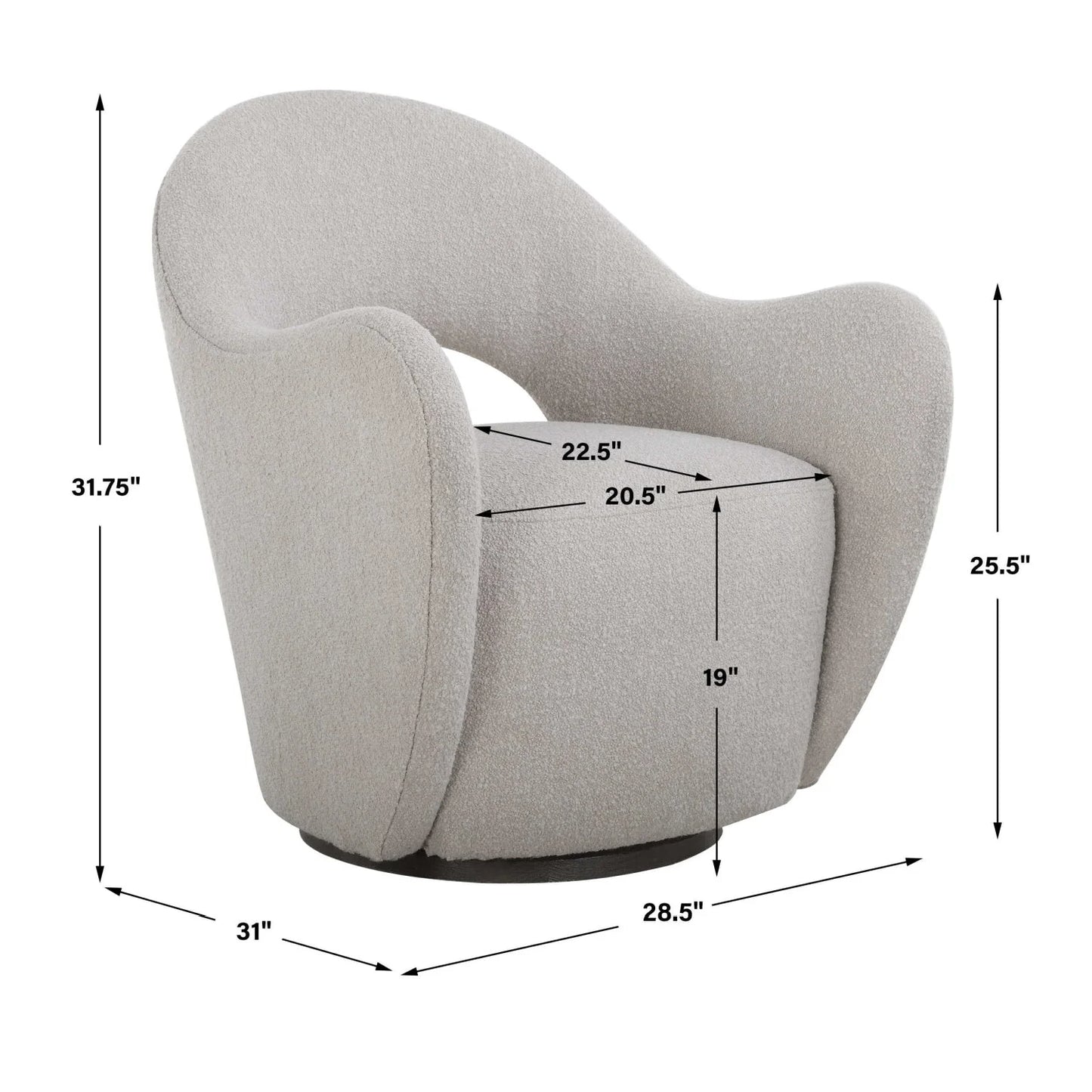 Luxury Beige Fabric Cutout Swivel Chair Modern Italian Style for Villa