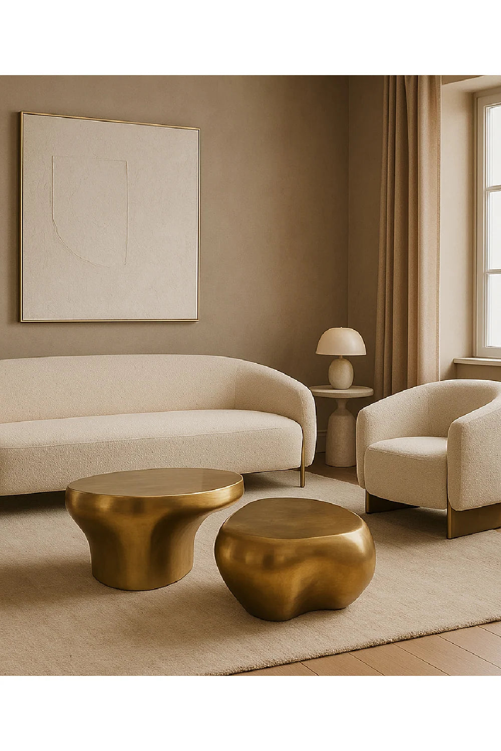 Luxury Beige Fabric Sofa Modern Italian Style for Villa