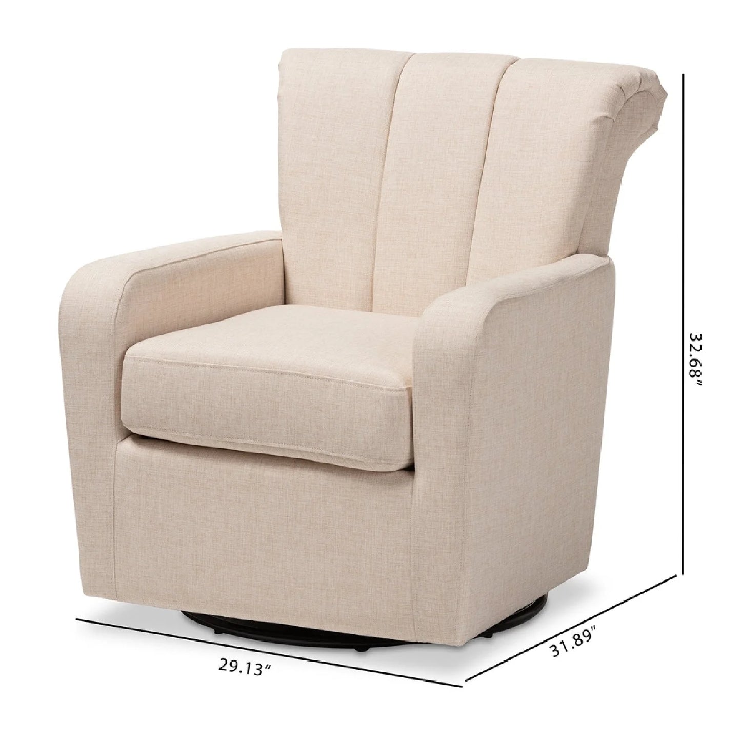 Luxury Beige Fabric Swivel Chair European Style for Villa