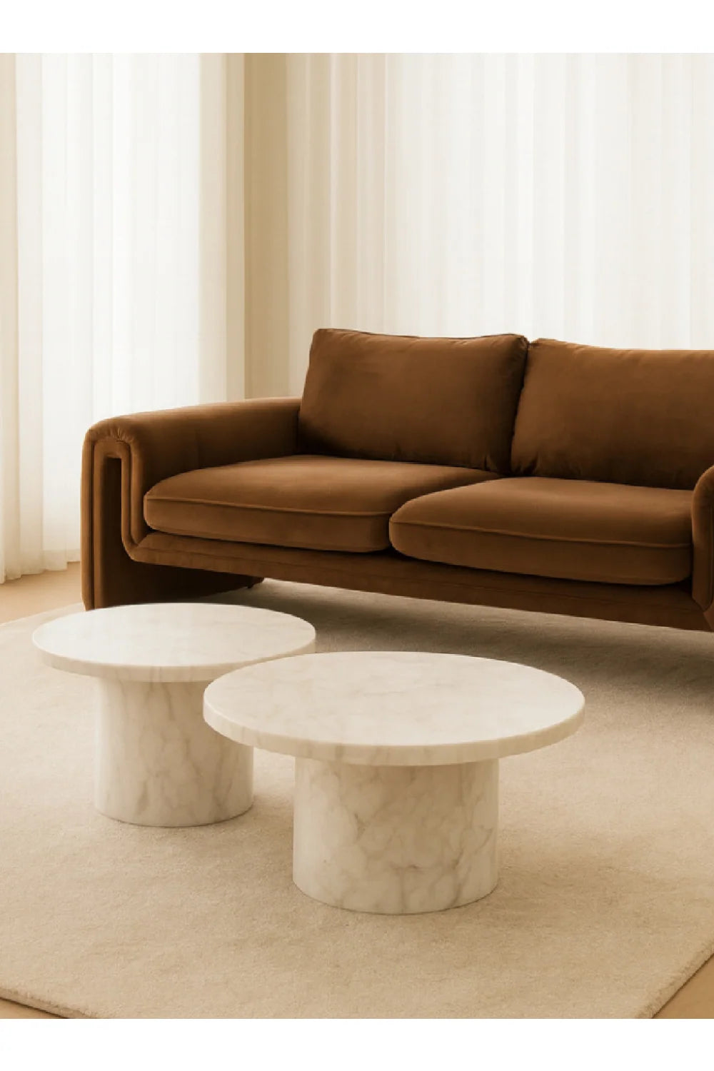 Luxury Bentley Brown Velvet Sofa Modern Italian Style for Villa