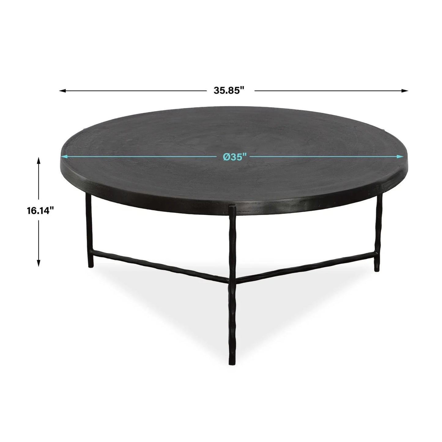 Luxury Black Aluminum Round Coffee Table Modern Italian Style for Villa