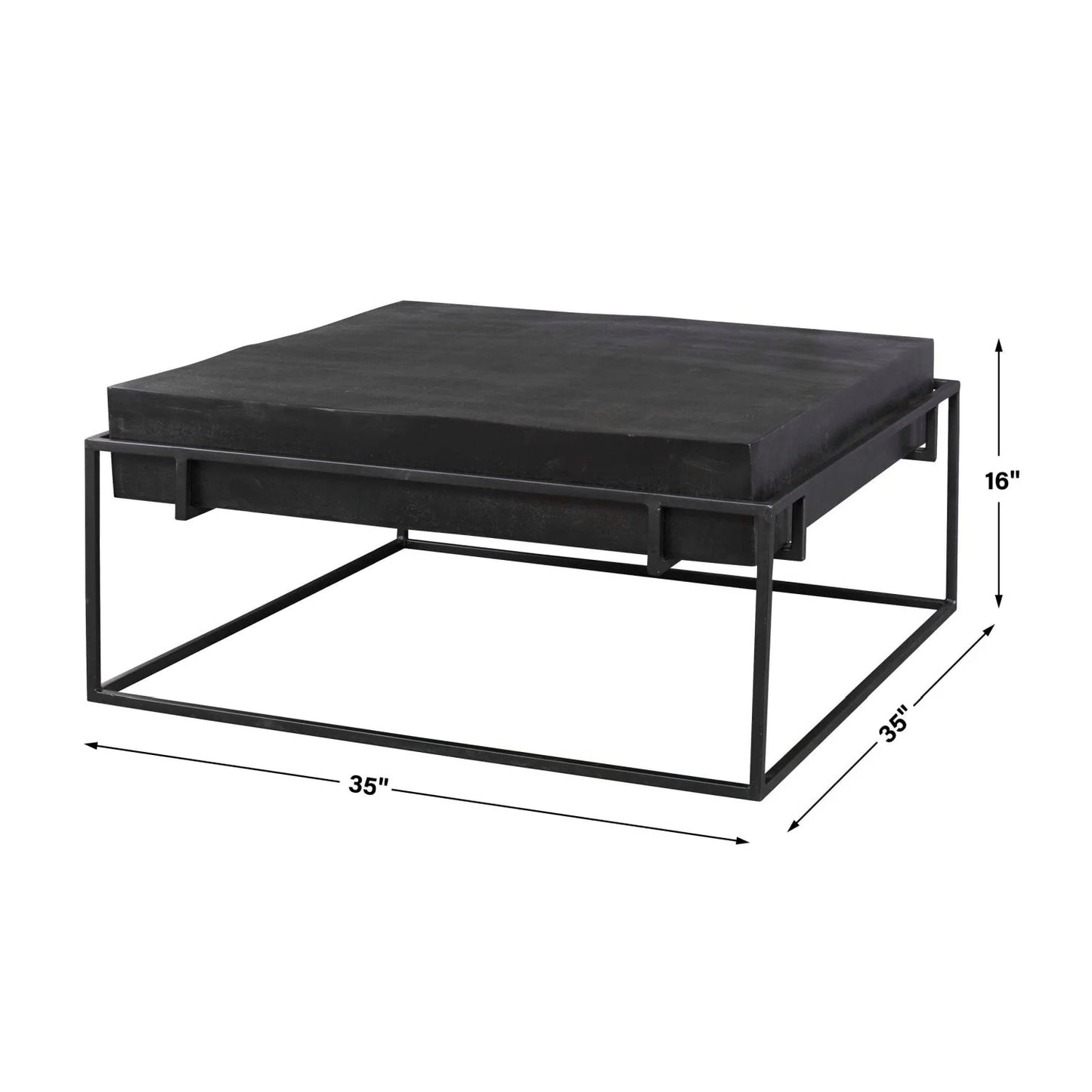 Luxury Black Aluminum Square Coffee Table Modern Italian Style for Villa