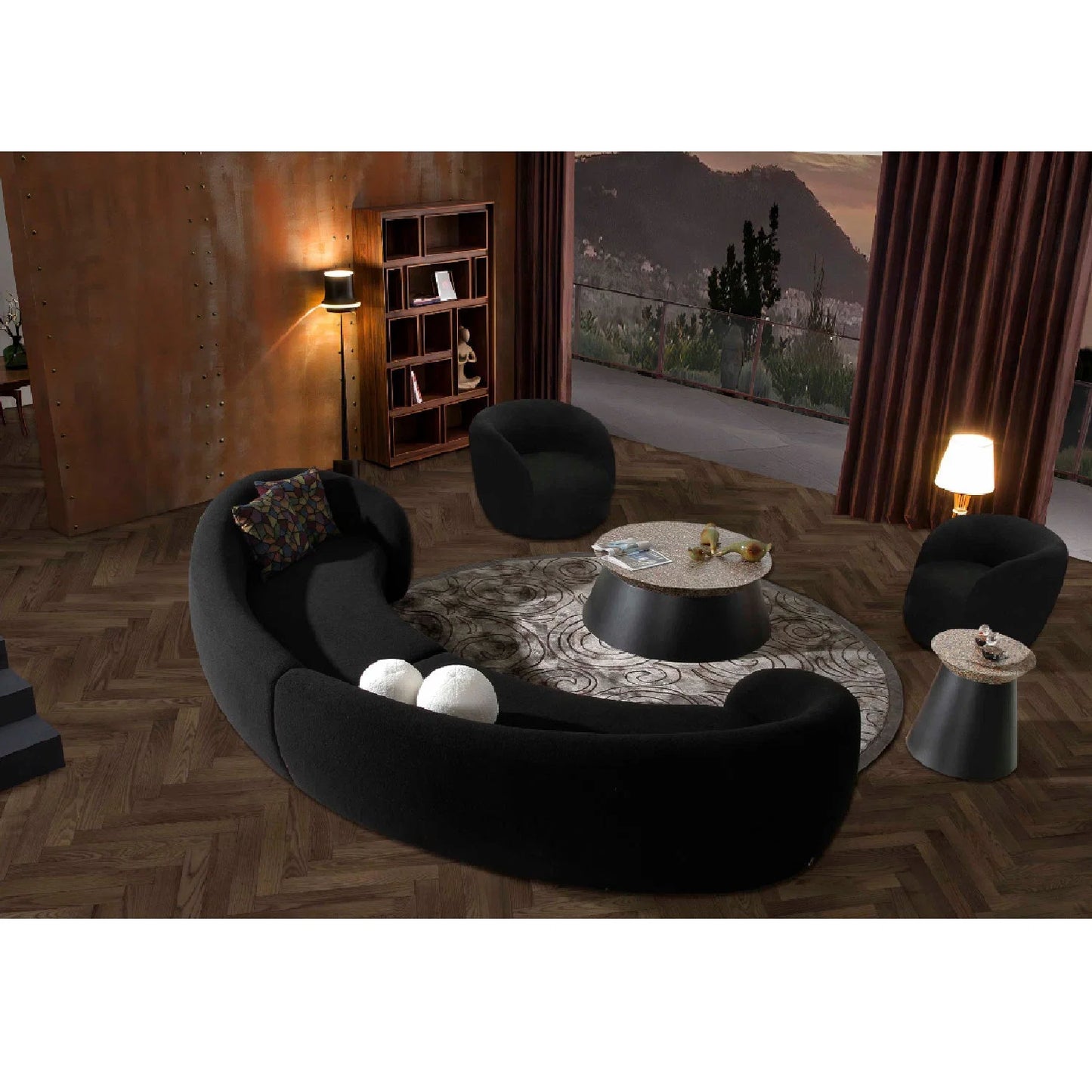 Luxury Black Fabric Accent Chair European Style for Villa