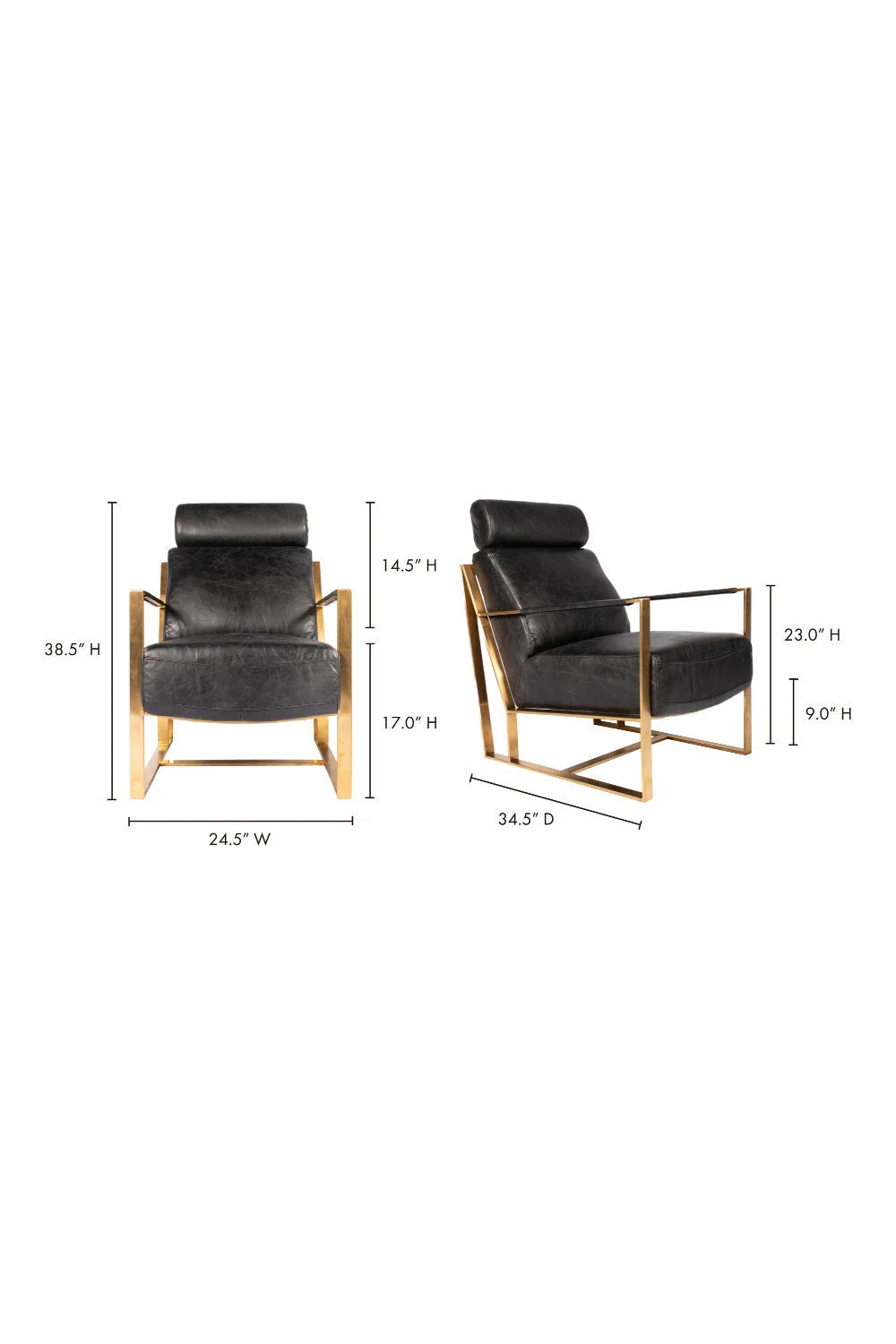 Luxury Black Leather Occasional Chair Modern Italian Style for Villa