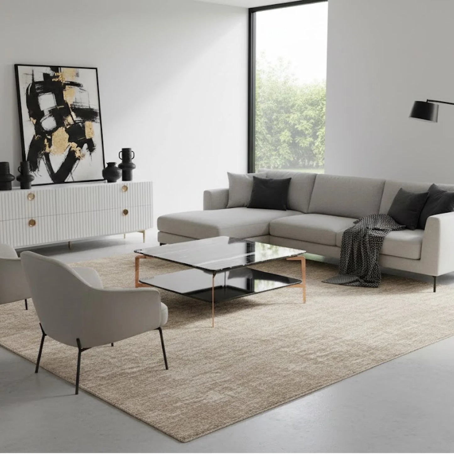 Luxury Black Marble Square Coffee Table Modern Italian Style for Villa