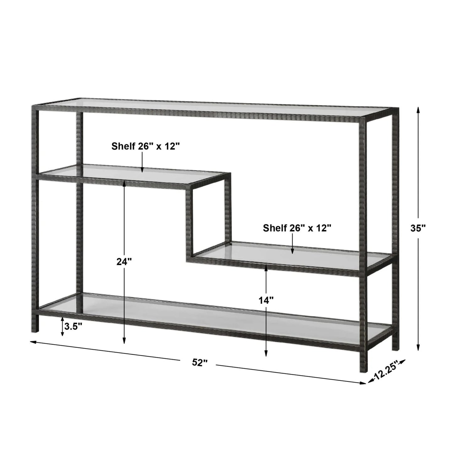 Luxury Black Multilayered Glass Console Table Modern Italian Style for Villa