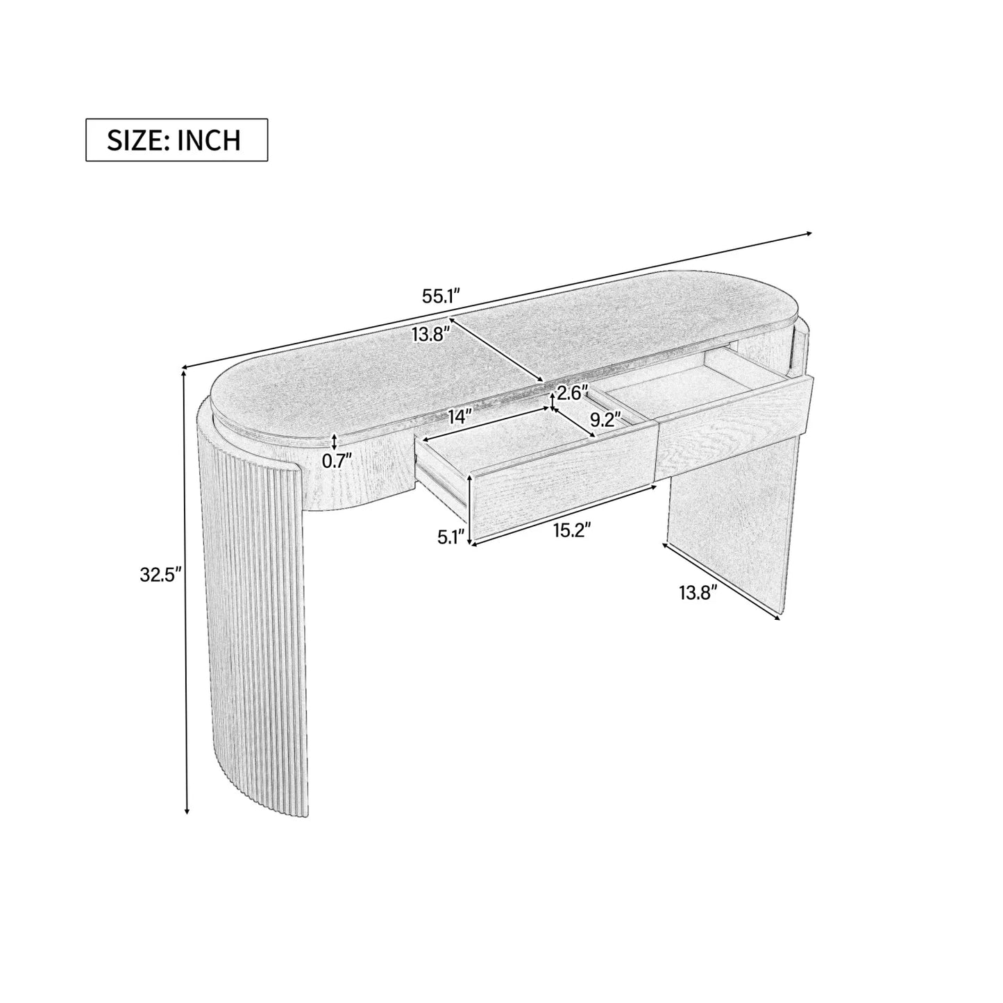Luxury Black Natural Wood Console Table Modern Italian Style for Villa