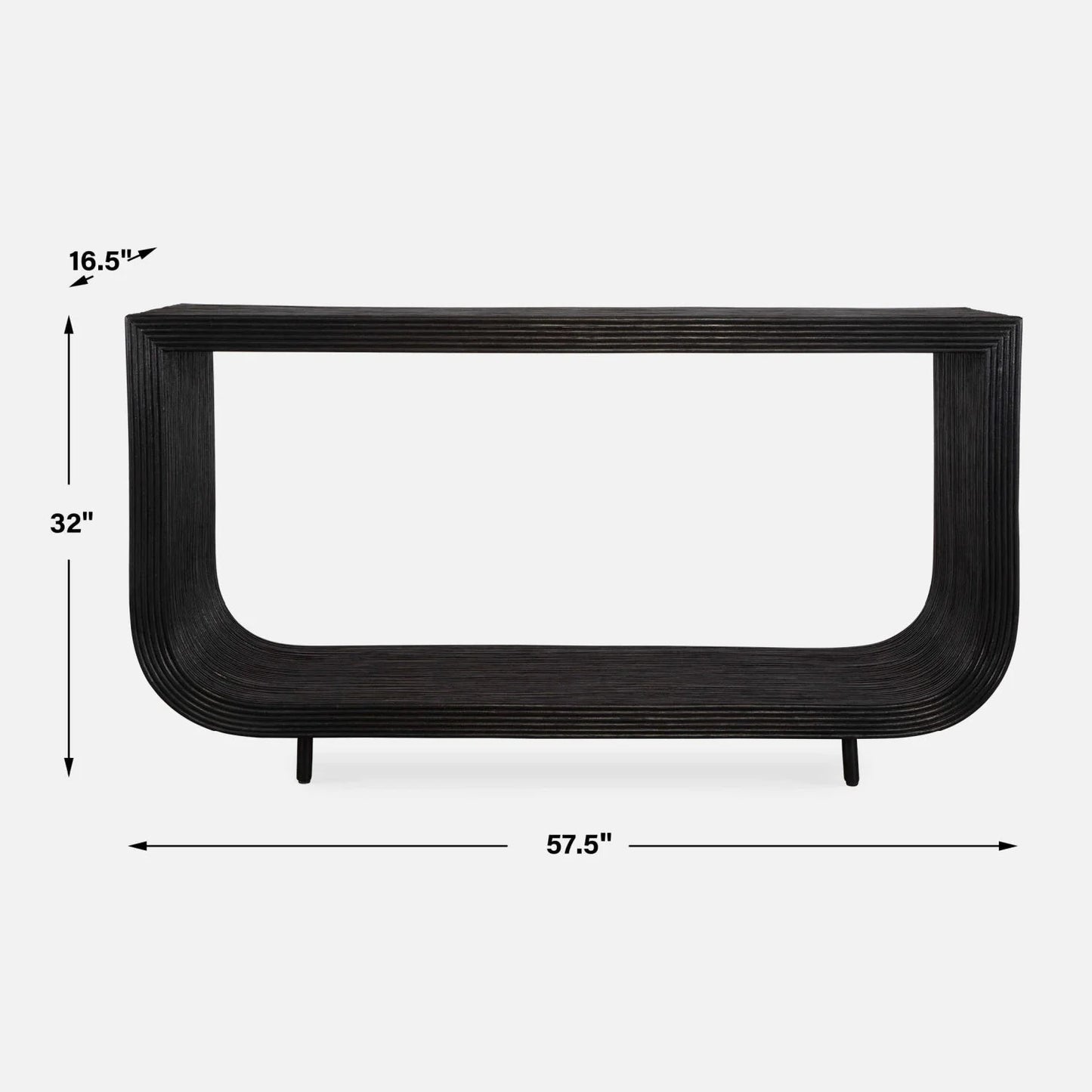 Luxury Black Rattan Console Table Modern Italian Style for Villa