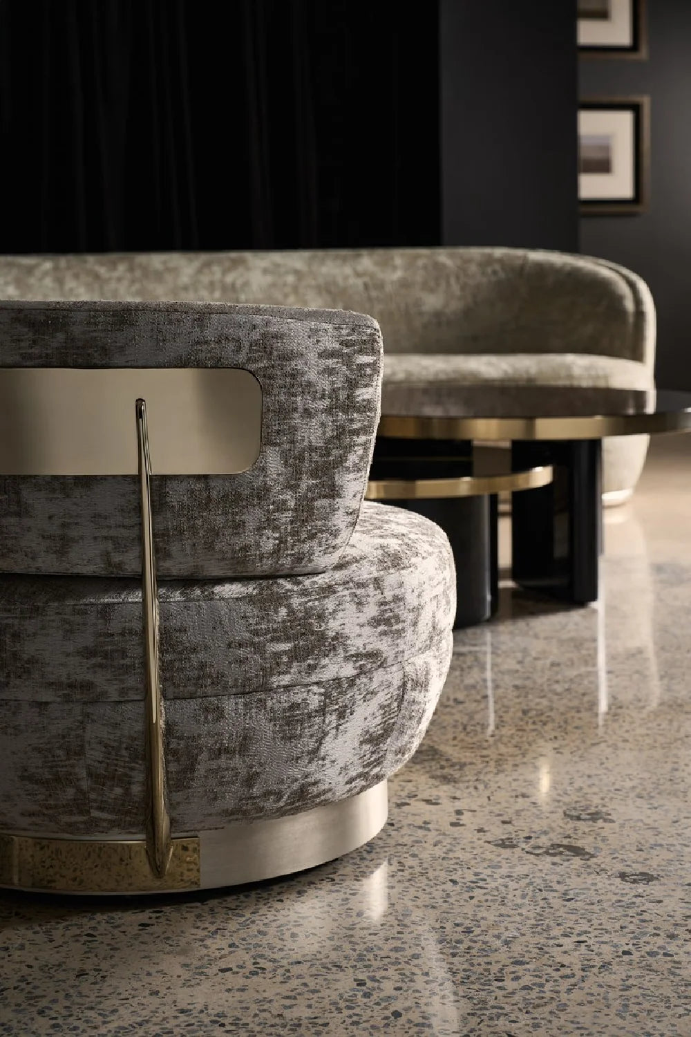 Luxury Black Round Coffee Table Modern Italian Style for Villa