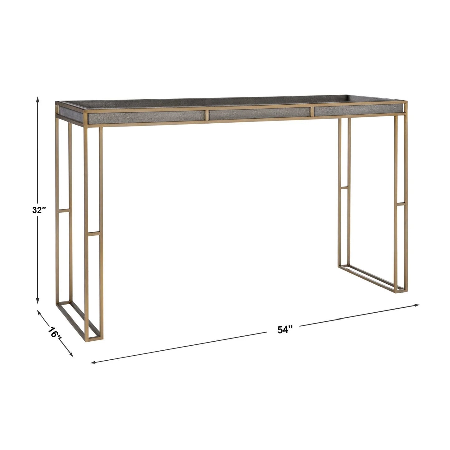 Luxury Black Shagreen Console Table Modern Italian Style for Villa