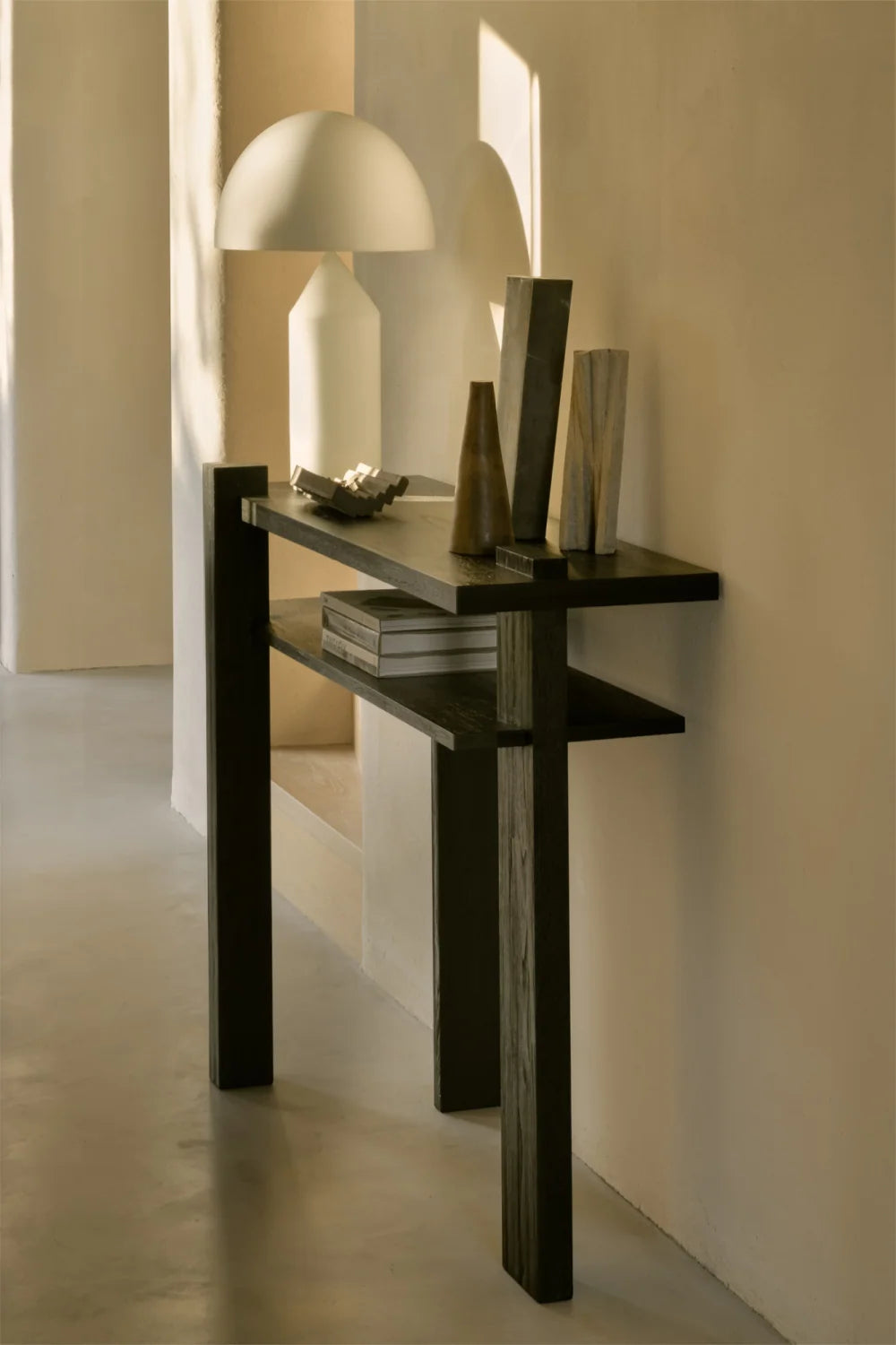 Luxury Black Teak Console Table Modern Italian Style for Villa