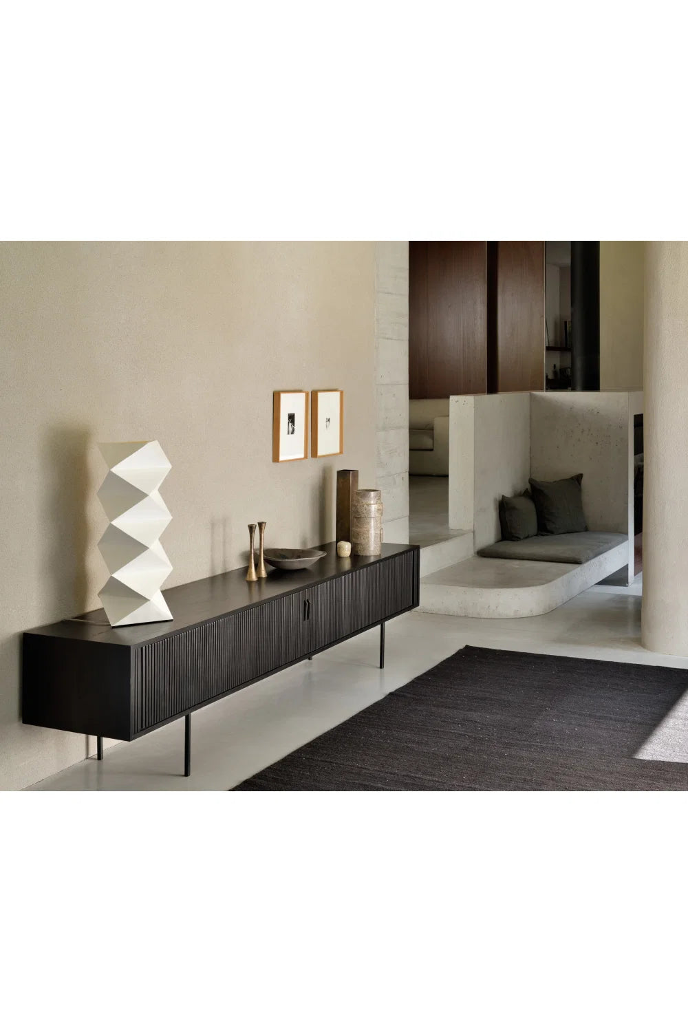 Luxury Black Teak TV Cupboard Modern Italian Style for Villa