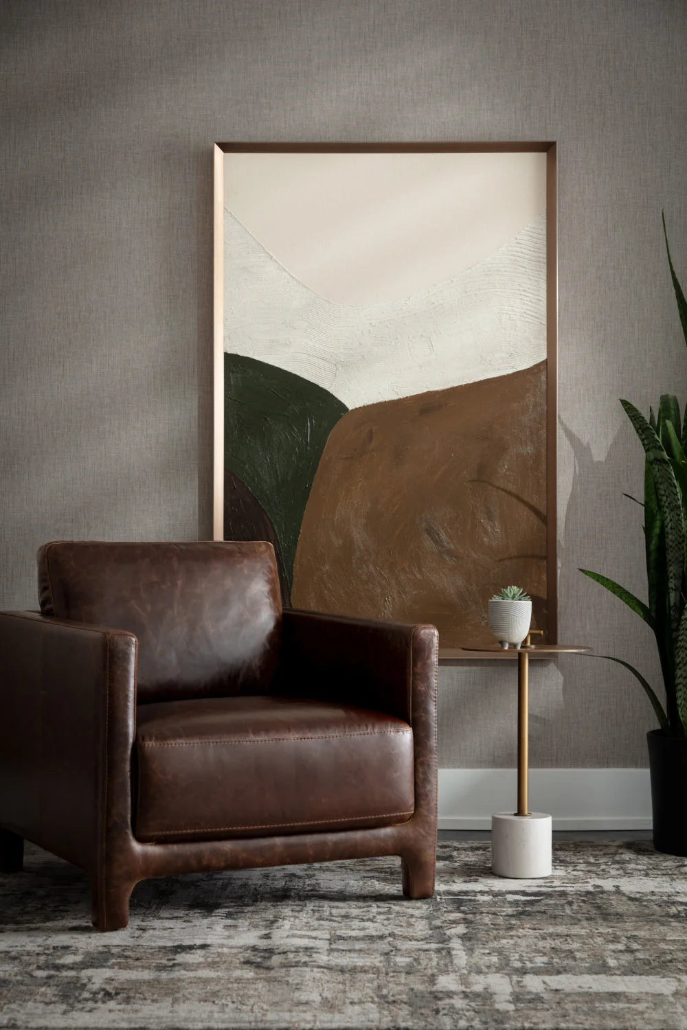 Luxury Bovine Leather Lounge Chair European Style for Villa