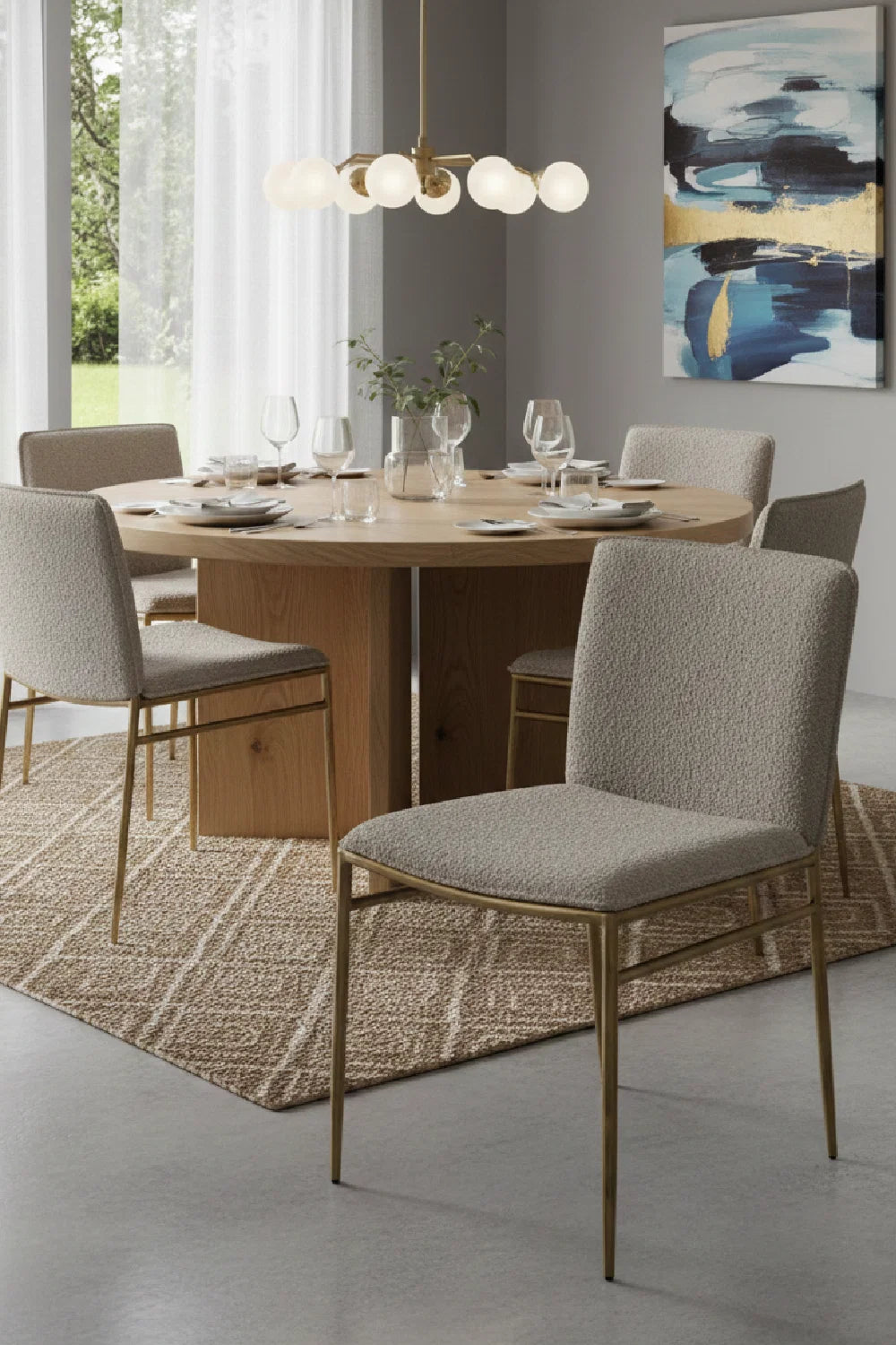 Luxury Brass Framed Modern Dining Chair European Style for Villa