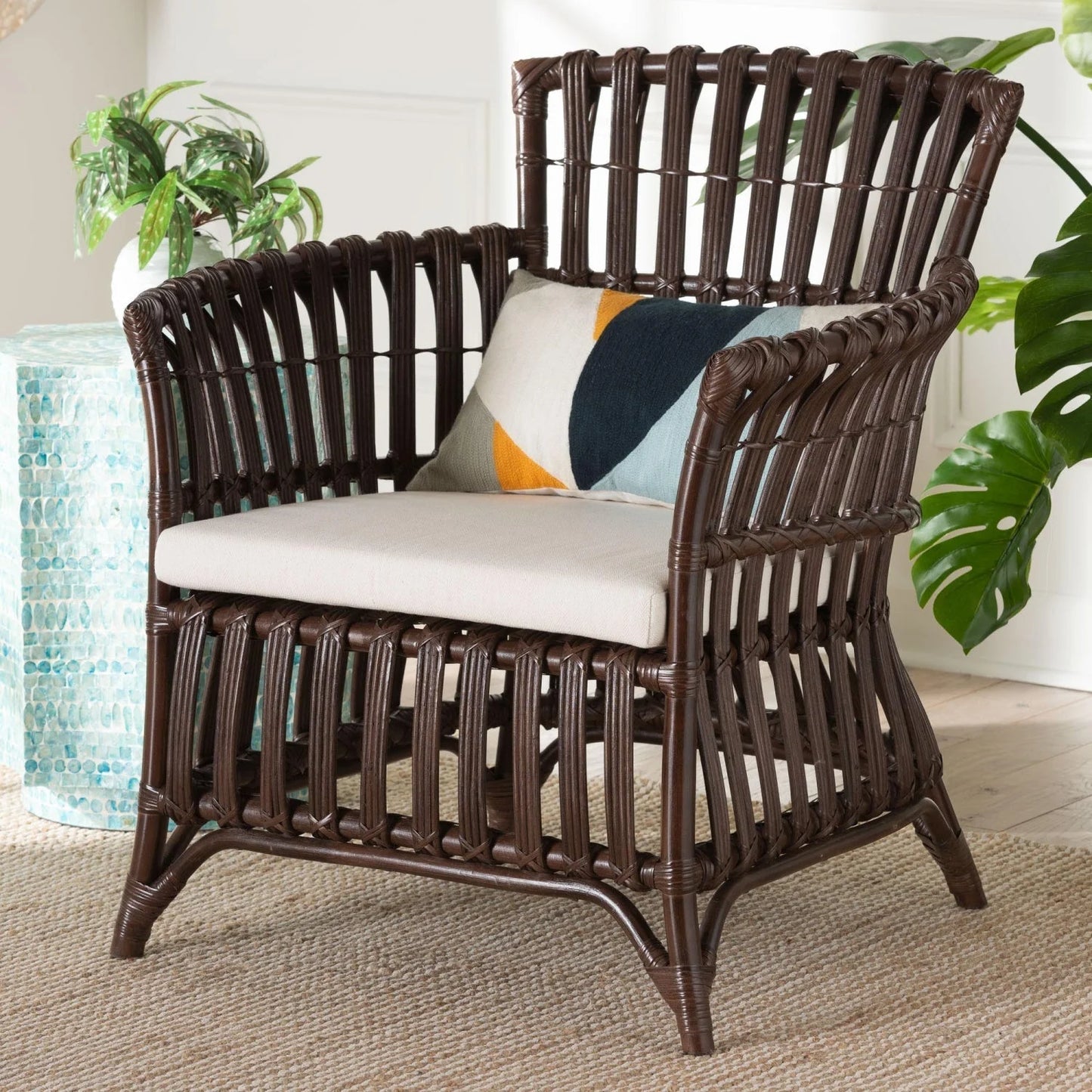 Luxury Brown Bohemian Accent Chair Modern Italian Style for Villa
