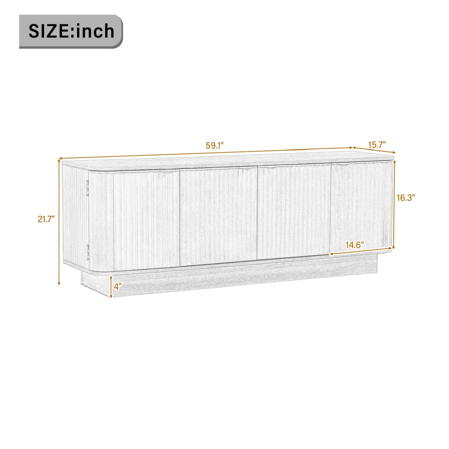 Luxury Brown Fluted Wood TV Stand Modern Italian Style for Villa